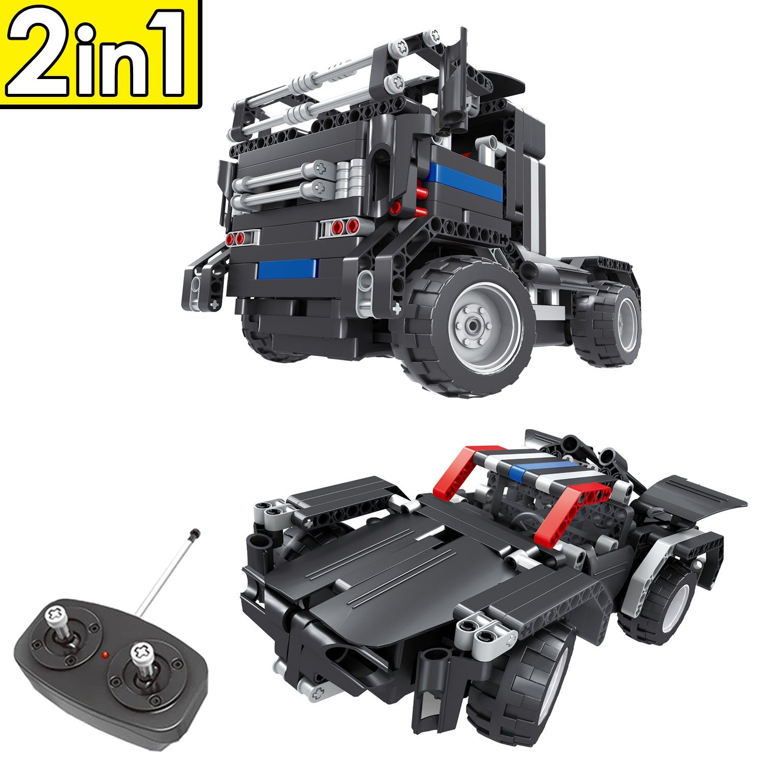 FunTomia 2in1 Sportwaqen / LKW - Ferngesteuert Konstruktionsspielsteine, (486 St)