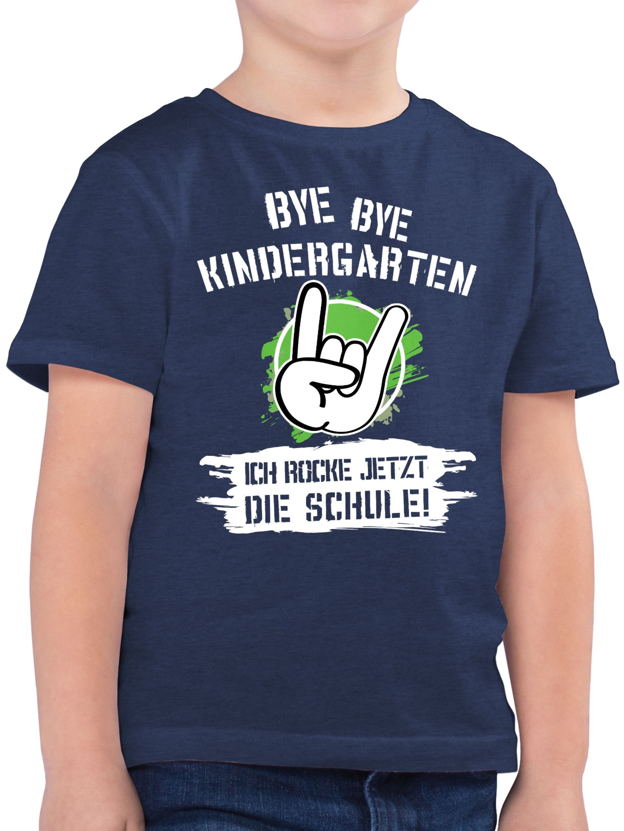 Meliert Dunkelblau T-Shirt Kindergarten Einschulung Schule 03 Geschenke Junge die jetzt Shirtracer Bye ich Schulanfang Bye rocke