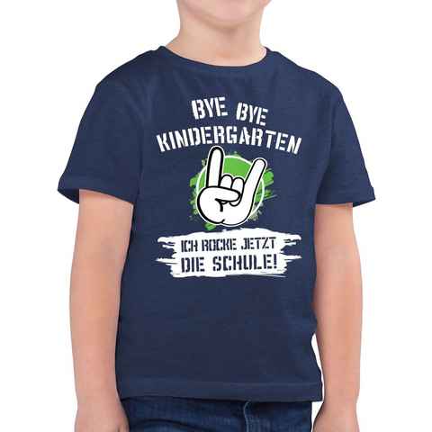 Shirtracer T-Shirt Bye Bye Kindergarten ich rocke jetzt die Schule Einschulung Junge Schulanfang Geschenke