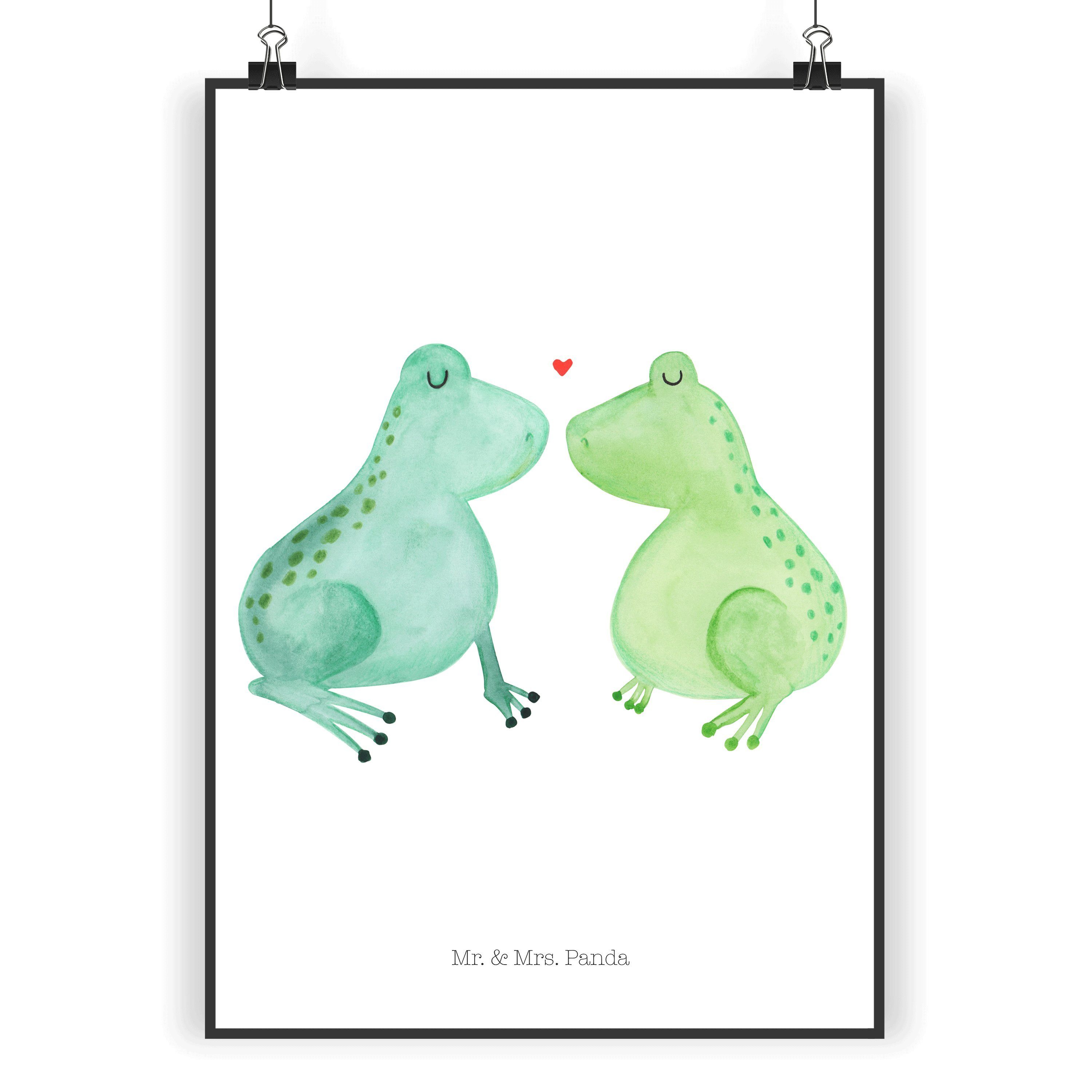 Mr. & Mrs. Panda Poster DIN A5 Frosch Liebe Weiß Geschenk, Pärchen