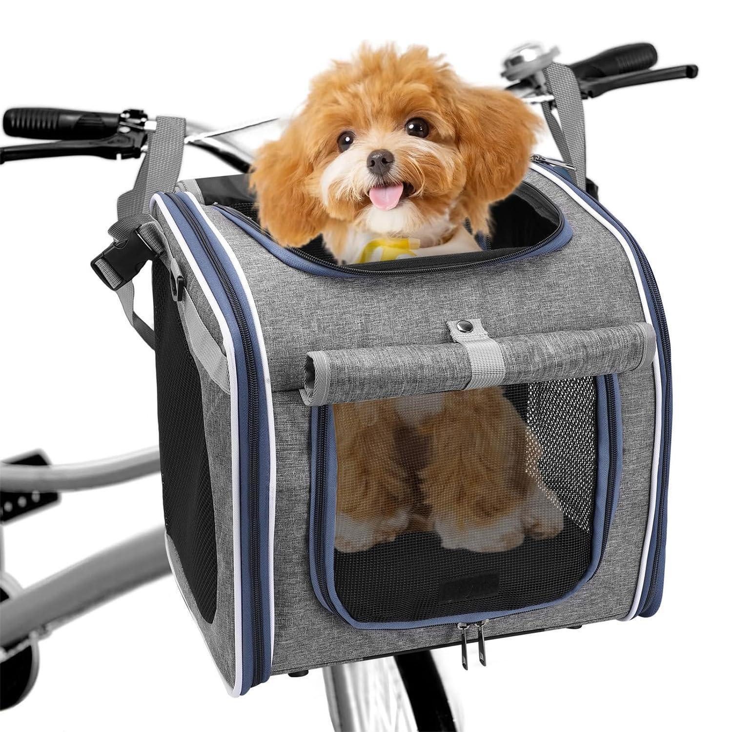 LuxusKollektion Tierfahrradkorb Fahrradkorb Hund 4-in-1 faltbar atmungsaktiv