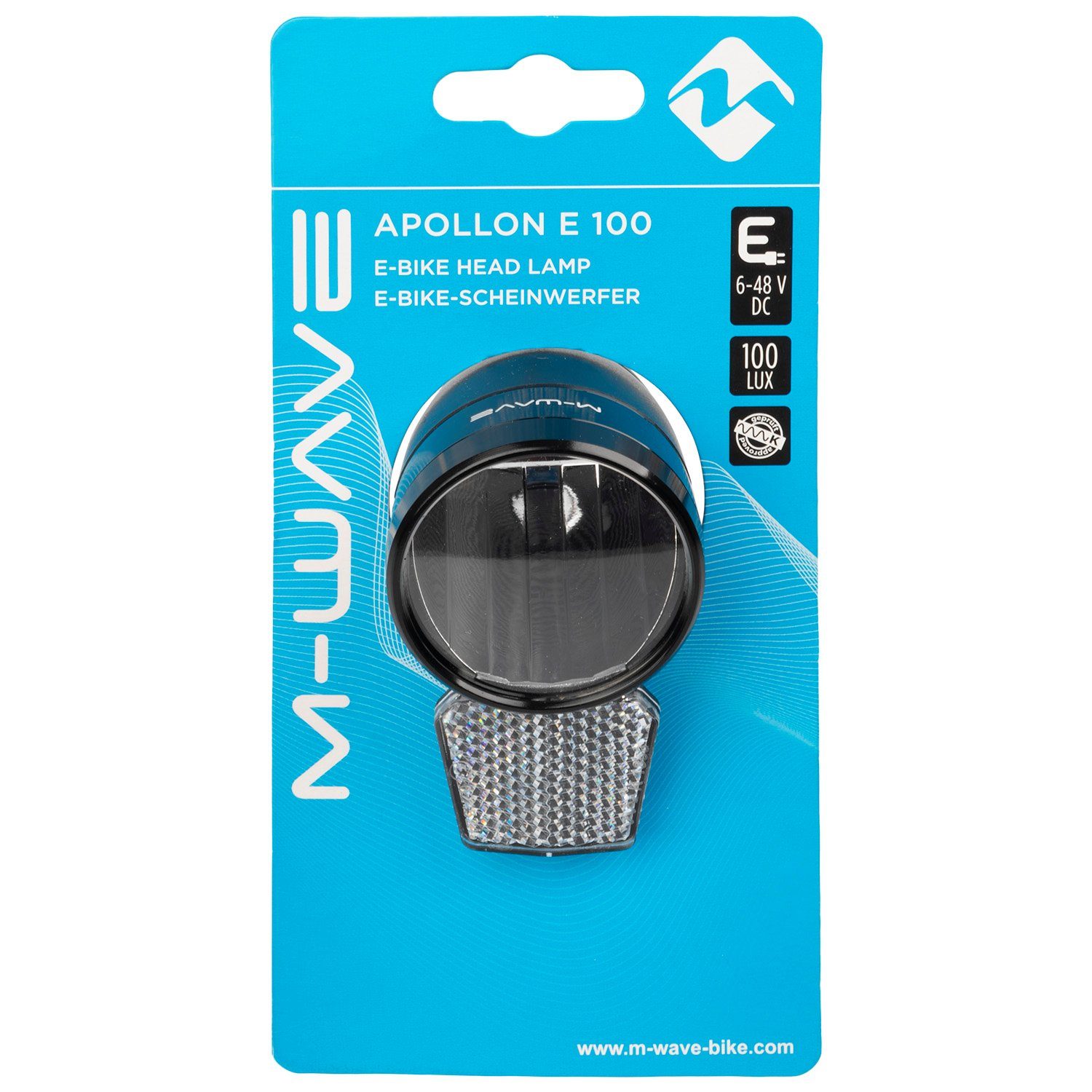 M-Wave Fahrrad-Frontlicht LED E Bike Scheinwerfer M Wave Apollon 100 Lux 6 48 V 14W schwarz