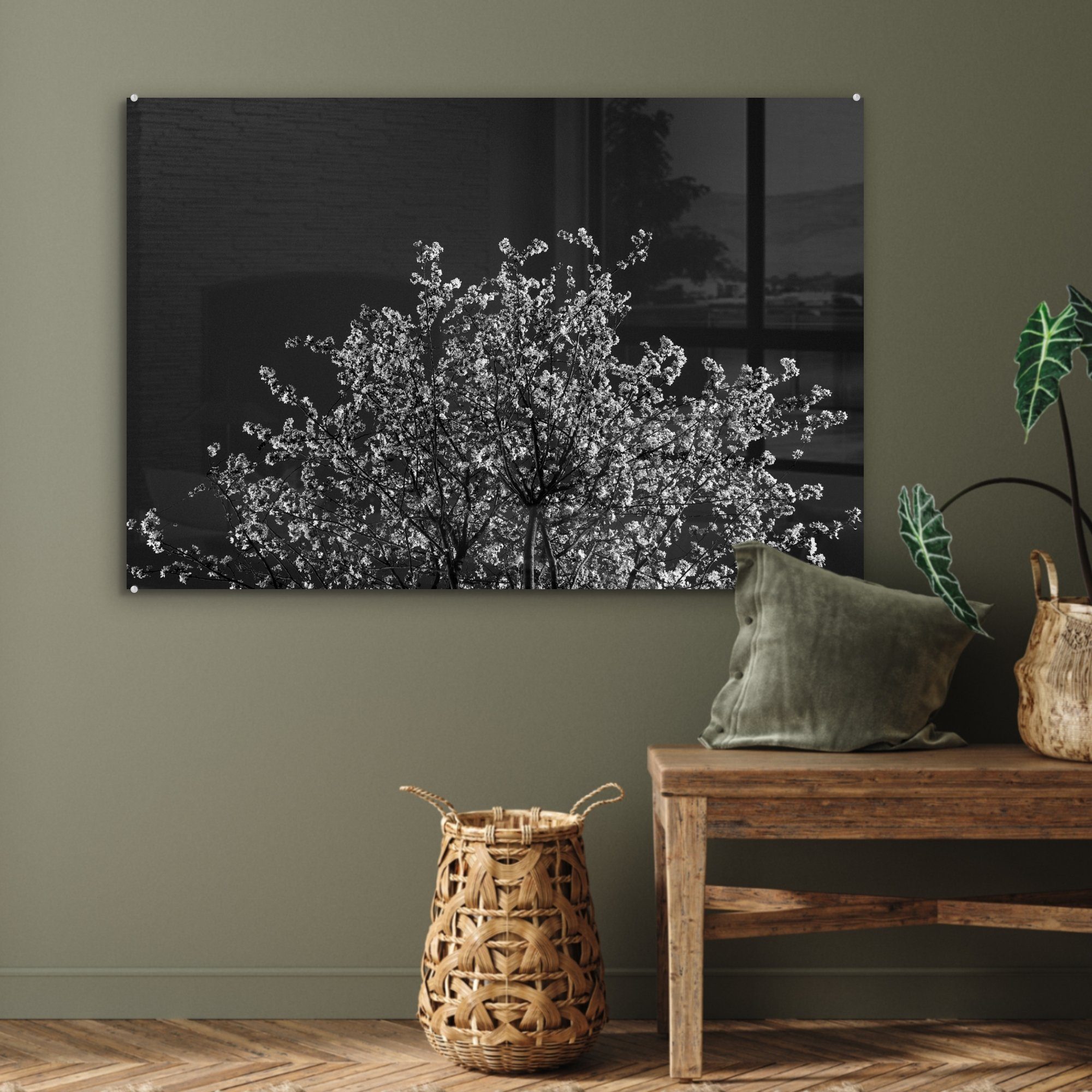 - Wohnzimmer Acrylglasbild Baum Blumen - & Schlafzimmer Acrylglasbilder (1 MuchoWow St), Zweige,