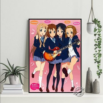 TPFLiving Kunstdruck (OHNE RAHMEN) Poster - Leinwand - Wandbild, K-ON - Kunstdruck aus der japanischen Anime Fernsehserie - (Yonkoma Manga - Leinwand Wohnzimmer, Leinwand Bilder, Kunstdruck), Leinwand bunt - Größe 13x18cm