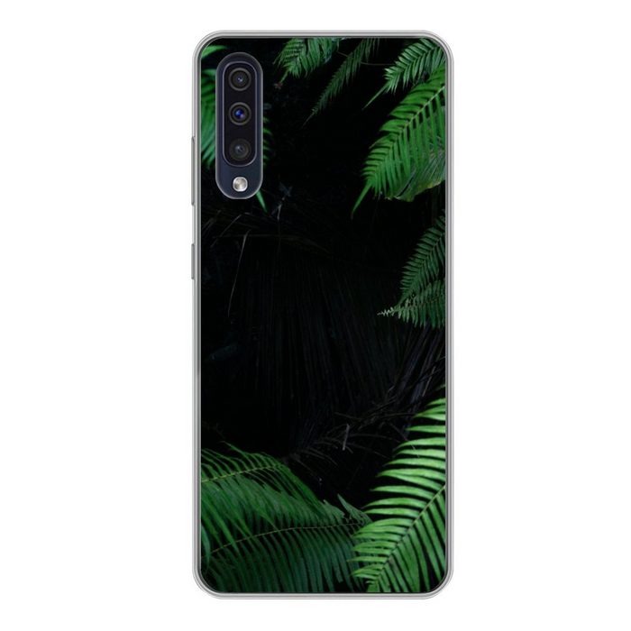 MuchoWow Handyhülle Nahaufnahme von tropischen Blättern Handyhülle Samsung Galaxy A50 Smartphone-Bumper Print Handy