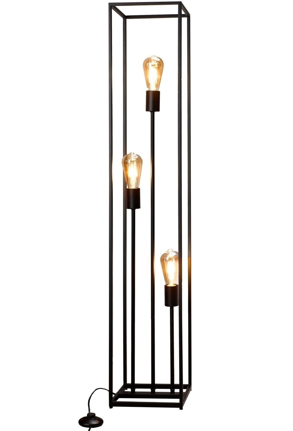 H Leuchtmittel, cm, casa Stehlampe HAMPER, NOVA ohne 120 Metall, Fußschalter Ein-/Ausschalter, schwarz, mit