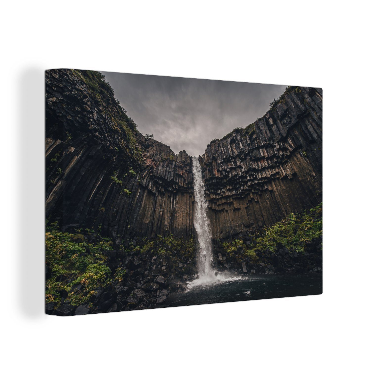 OneMillionCanvasses® Leinwandbild Ein Wasserfall im isländischen Nationalpark Vatnajökull, (1 St), Wandbild Leinwandbilder, Aufhängefertig, Wanddeko, 30x20 cm