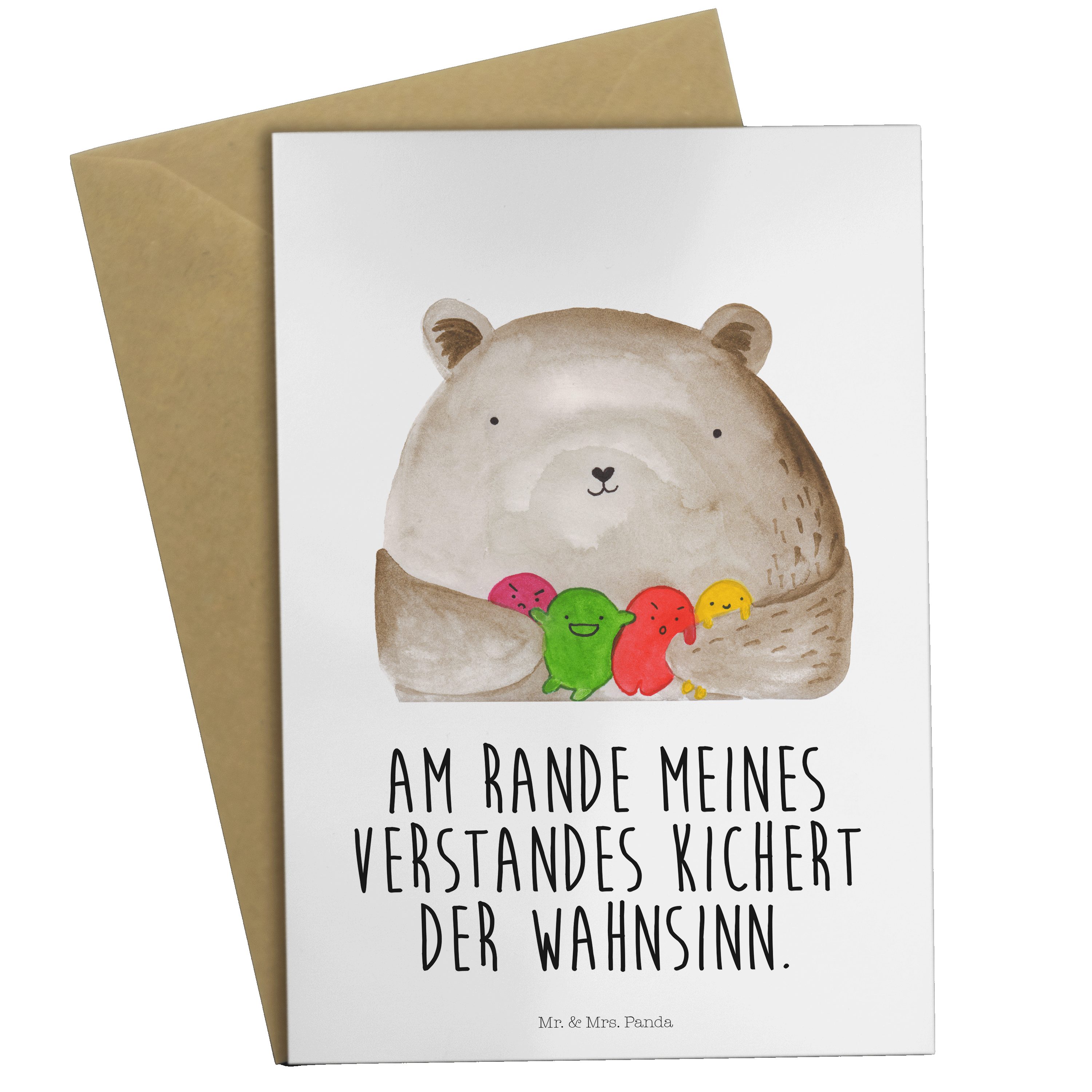 Mr. & Mrs. Panda Grußkarte Bär Gefühl - Weiß - Geschenk, Einladungskarte, Klappkarte, Karte, Ted