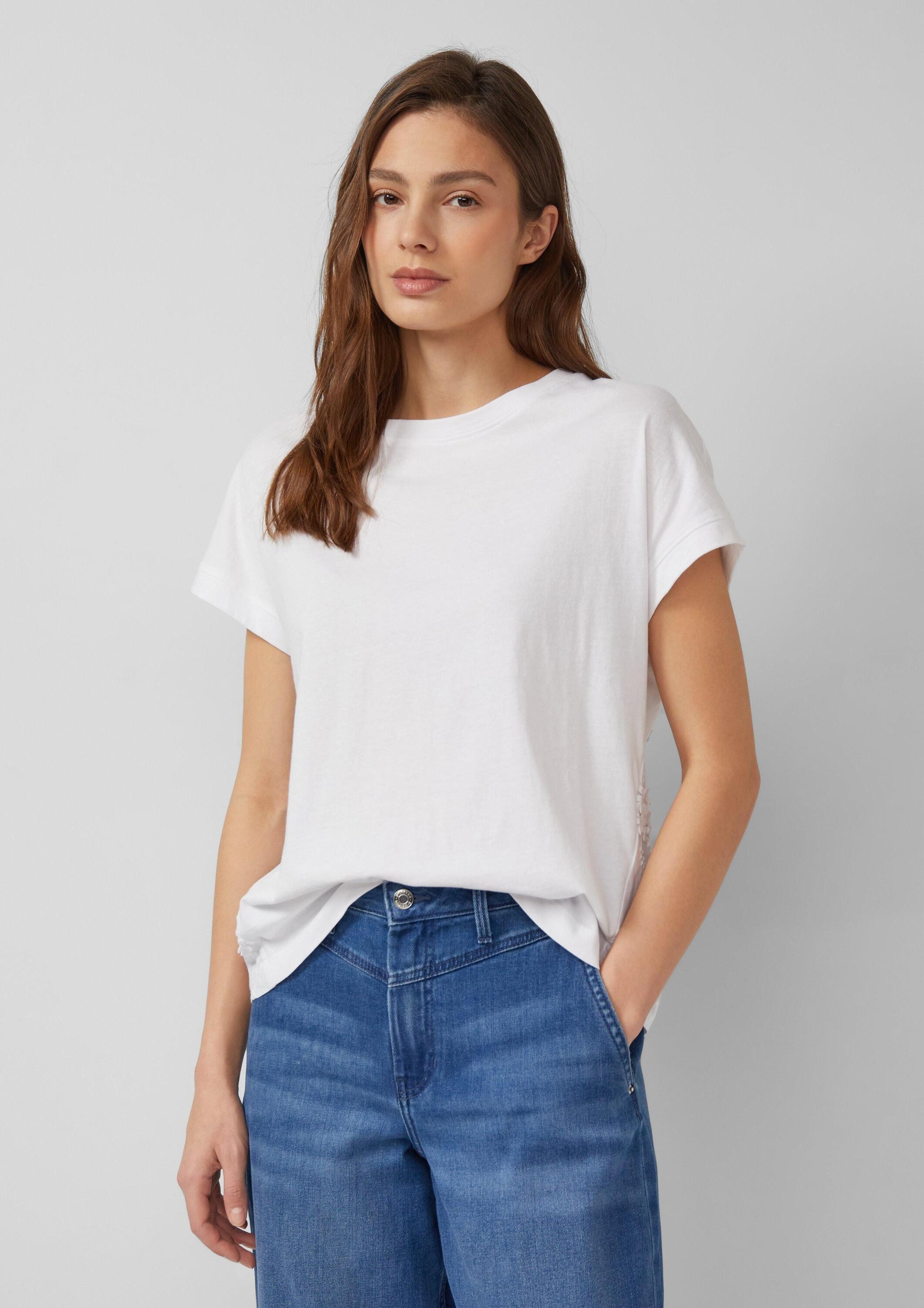 s.Oliver Kurzarmshirt T-Shirt T-Shirt im Fabricmix mit 3D-Stickerei günstig online kaufen
