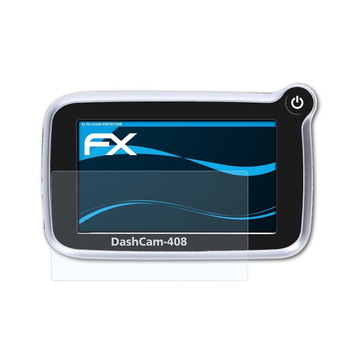 atFoliX Schutzfolie Displayschutz für Rollei DashCam-408, (3 Ultraklar und hartbeschichtet