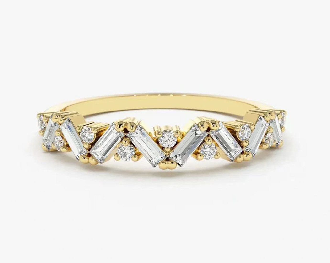 Jumpeak Diamantring Ring aus 14K Gelbgold, D/E, VVS/VS, Diamantring, Damenring, Valentinstag geschenk für sie,Geschenk für frau,Mama tochter geschenk
