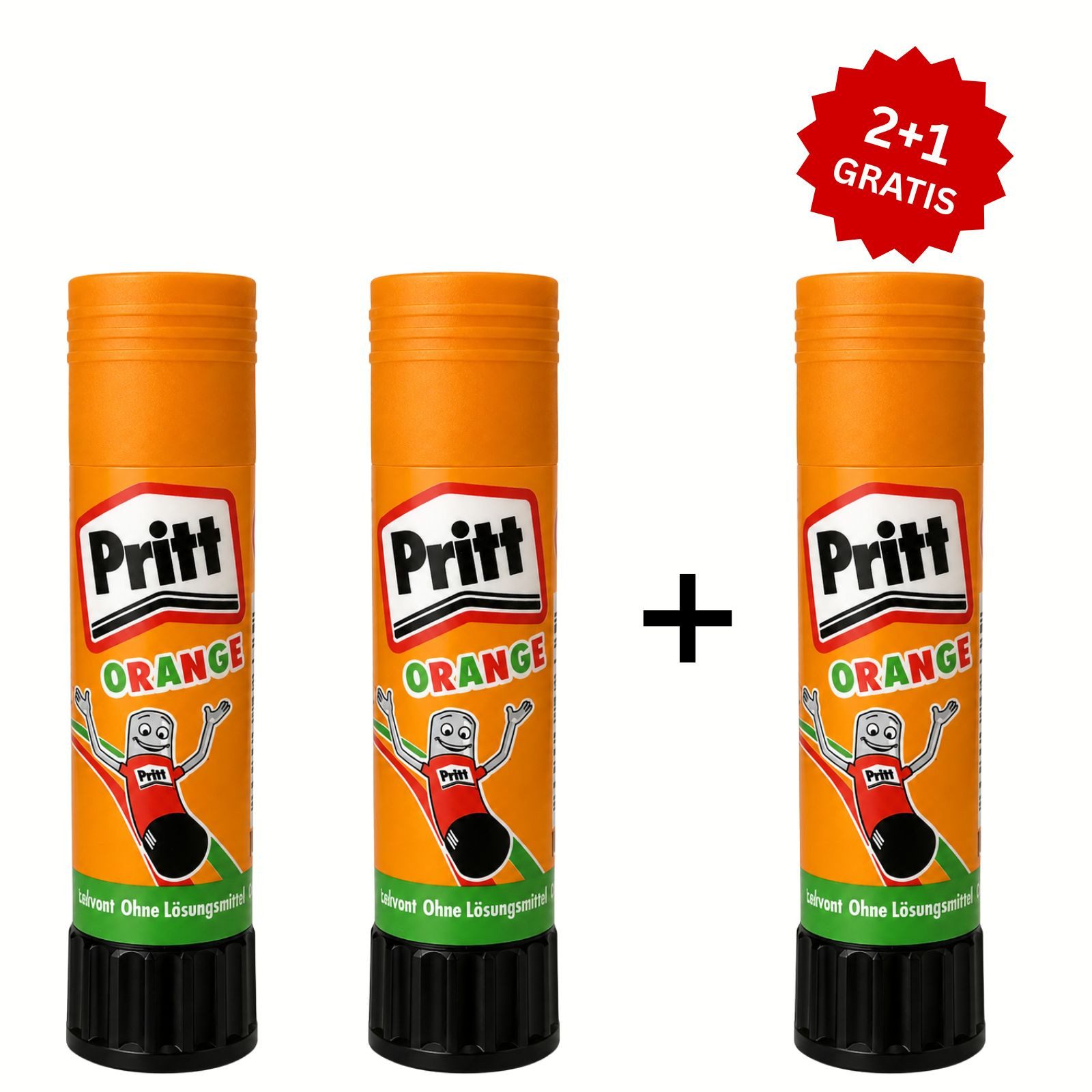 PRITT Klebestift Klebestift Orange 3 für 2, (Multipack, 3-tlg)