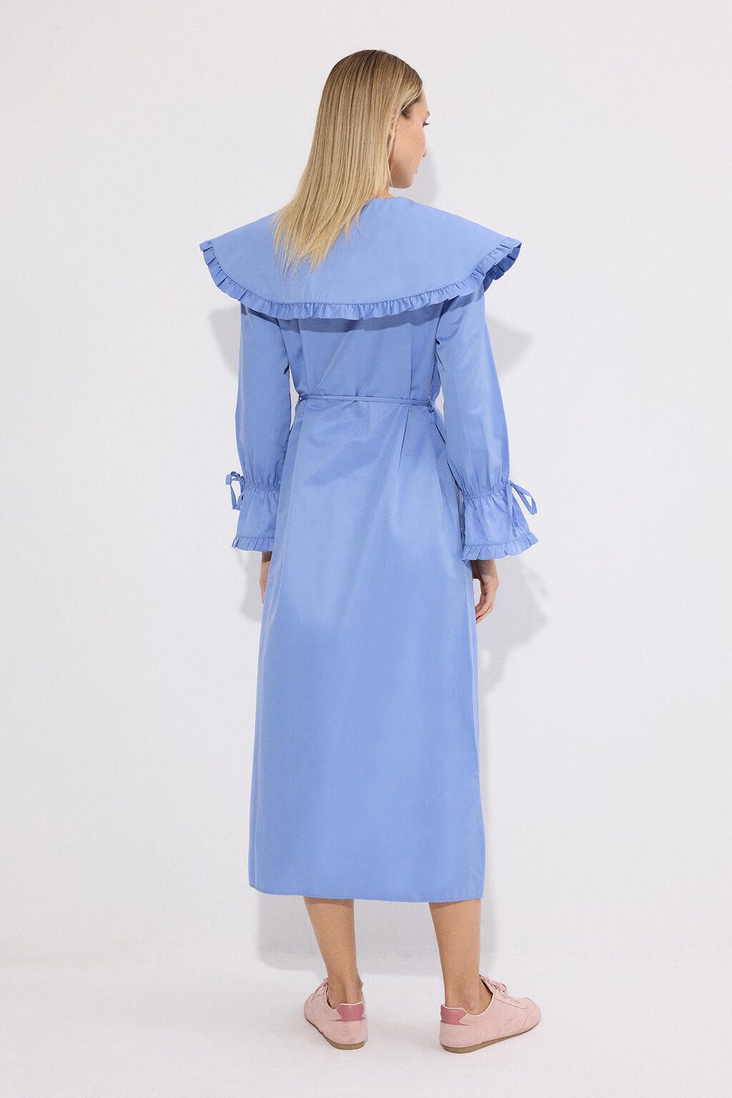 touche prive Maxikleid Hemdblusenkleid mit breitem Kragen und Rüschen