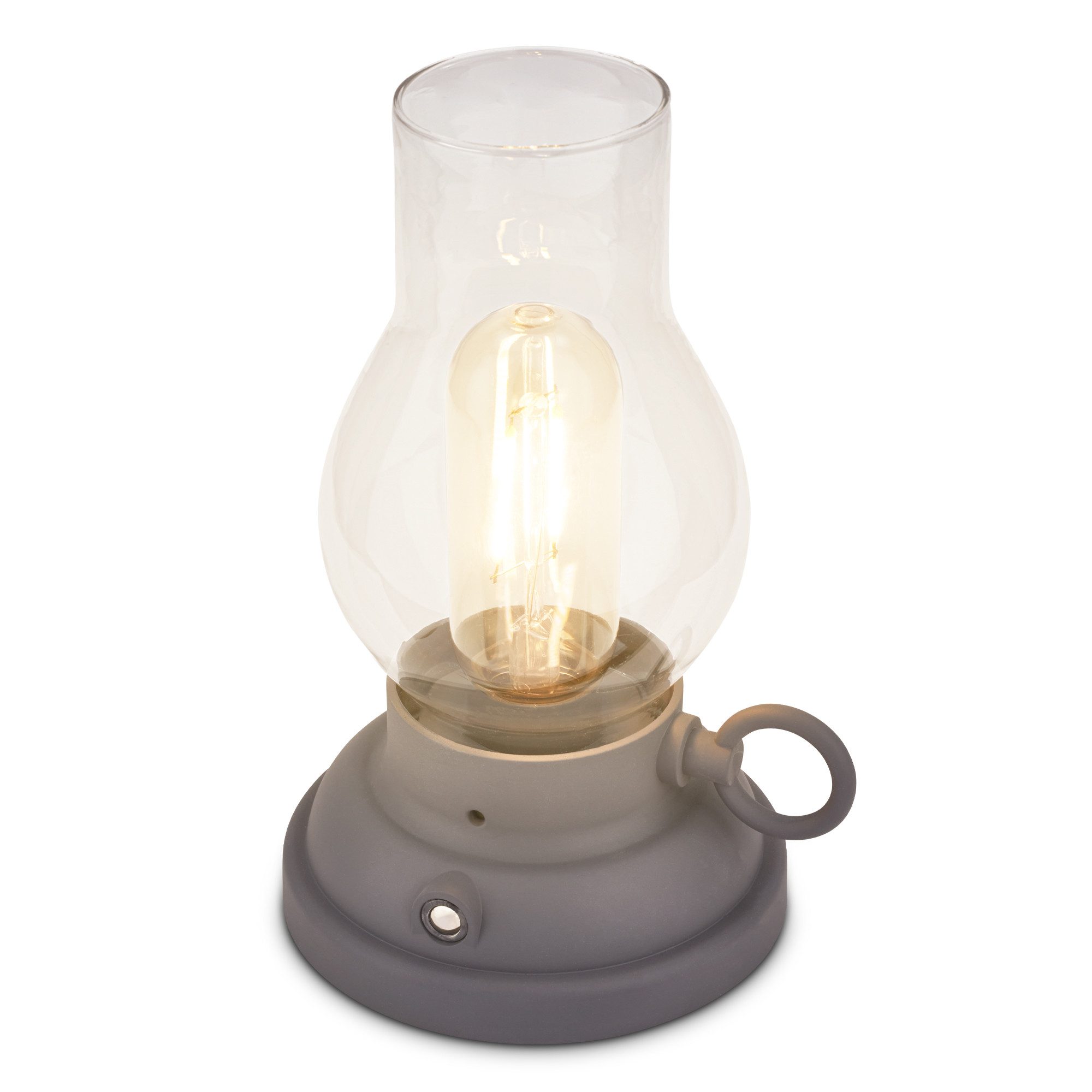 Briloner Leuchten LED Tischleuchte Vintage Tischlampe Akku Kerzenlicht Nachtlicht kabellos, LED fest integriert, 10,5 x 17,5 cm Beige/Bronze-crafted, Anthrazit, 1,5W Schlafzimmer
