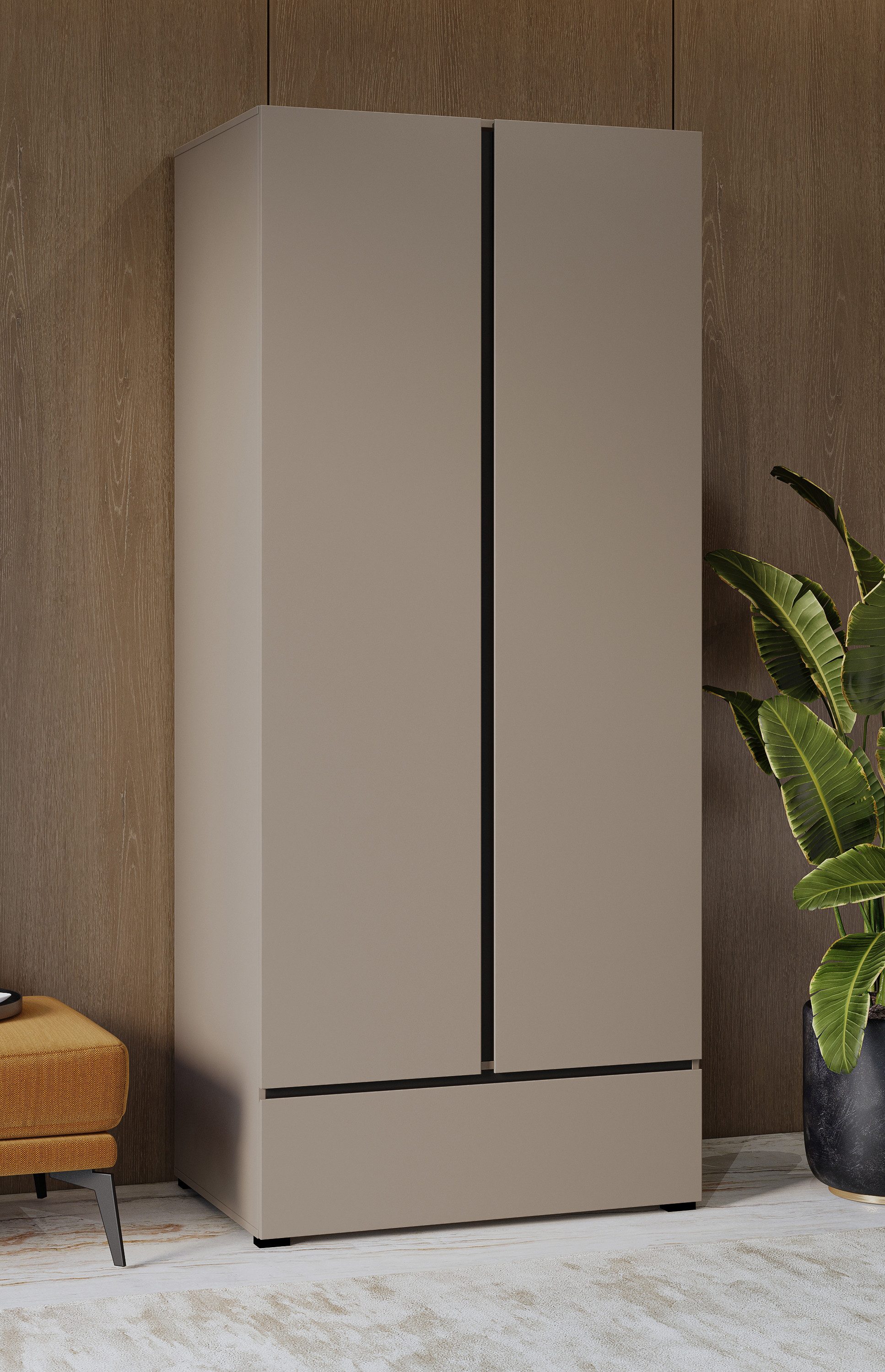 OTTO home Kleiderschrank Cross, moderner griffloser Kleiderschrank Wäschesc günstig online kaufen