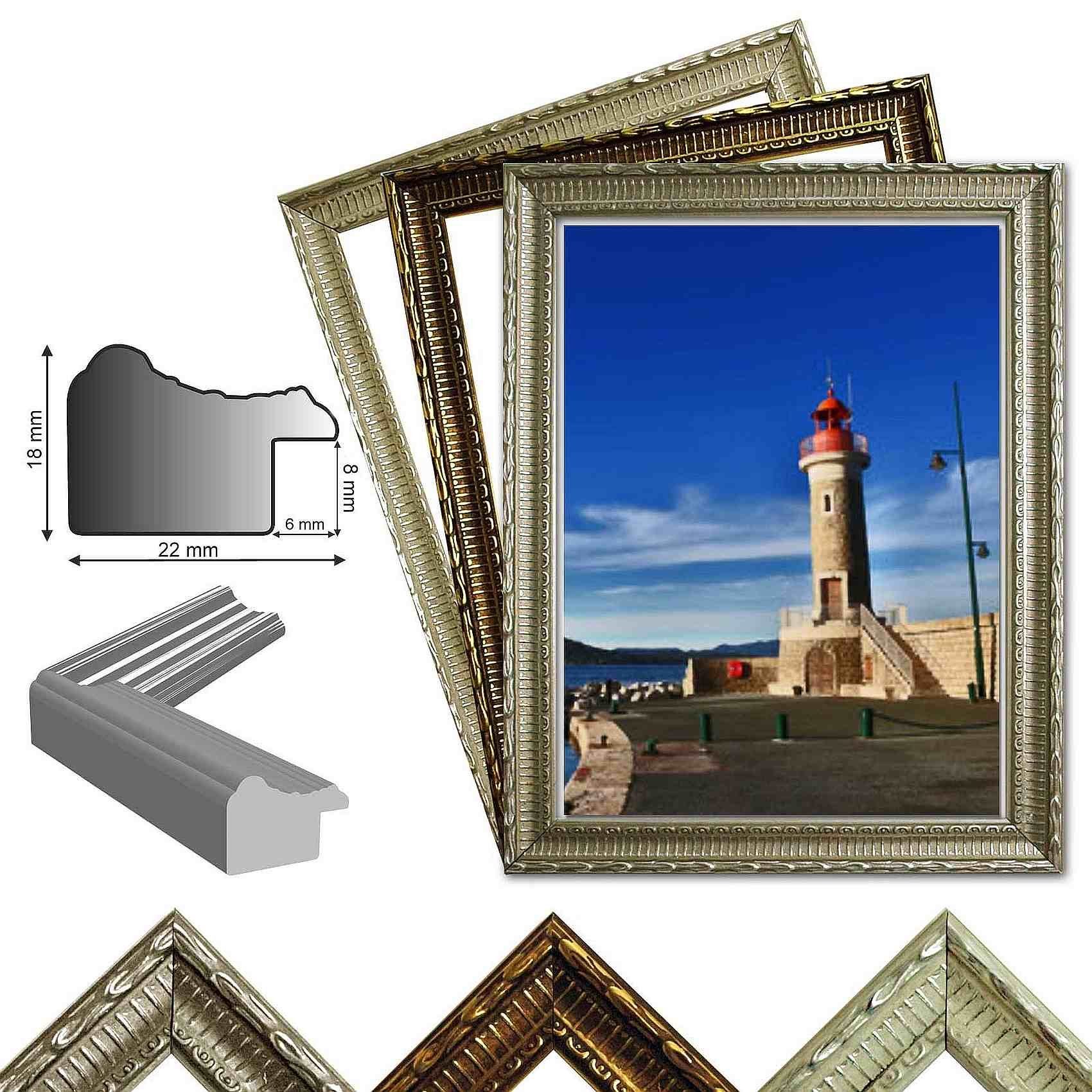 Silber Tropez in verschiedenen St. und Einzelrahmen 3 Kunststoffrahmen Neumann Größen Bilderrahmen Farben