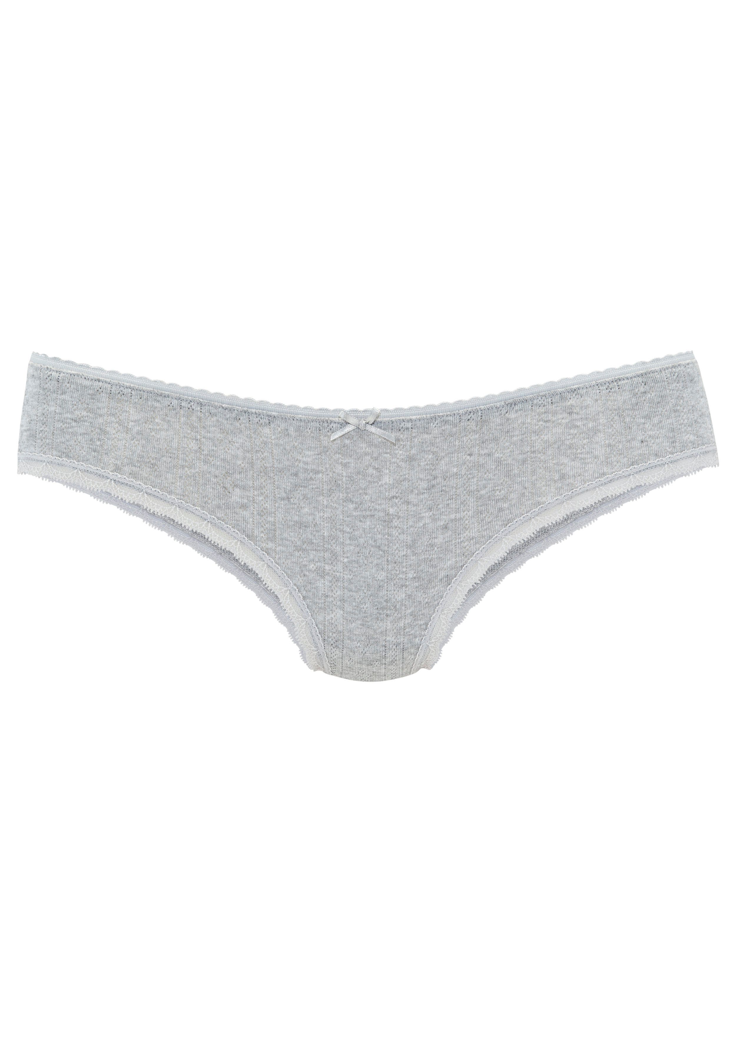 Vivance by Lascana Brasilslip (3er-Pack) aus feiner Pointelle-Ware mit Spitze, reine Baumwolle – Bild 4 von 5