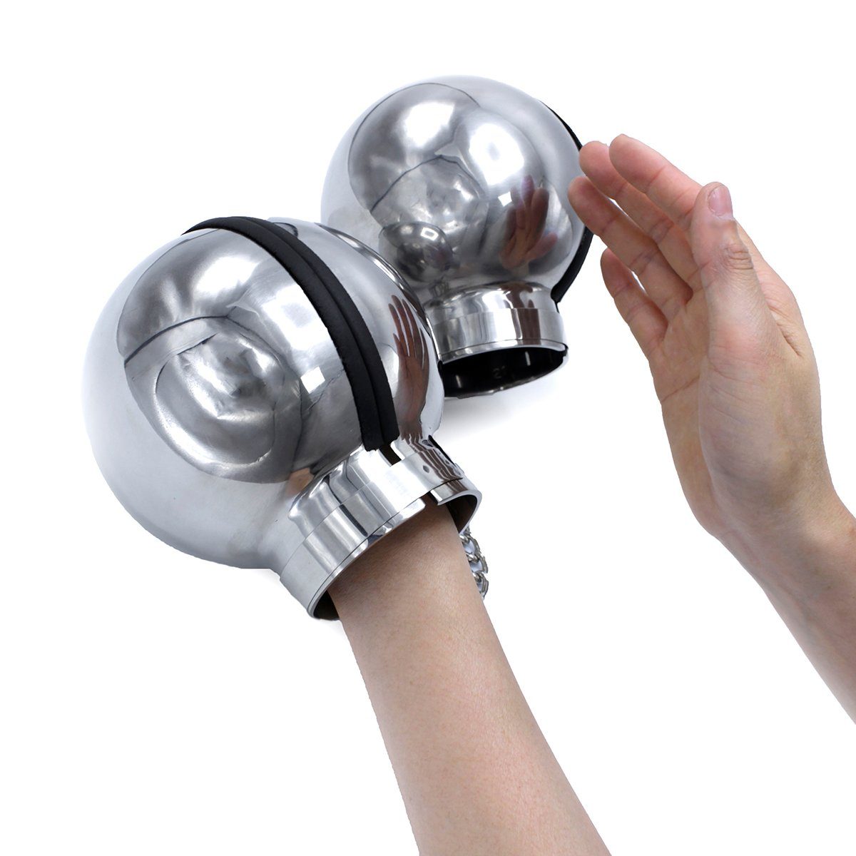 KIOTOS Bondage-Set Closed Handcuff Stainless Steel Globes, Handschellen sehr langlebig und leicht zu reinigen.