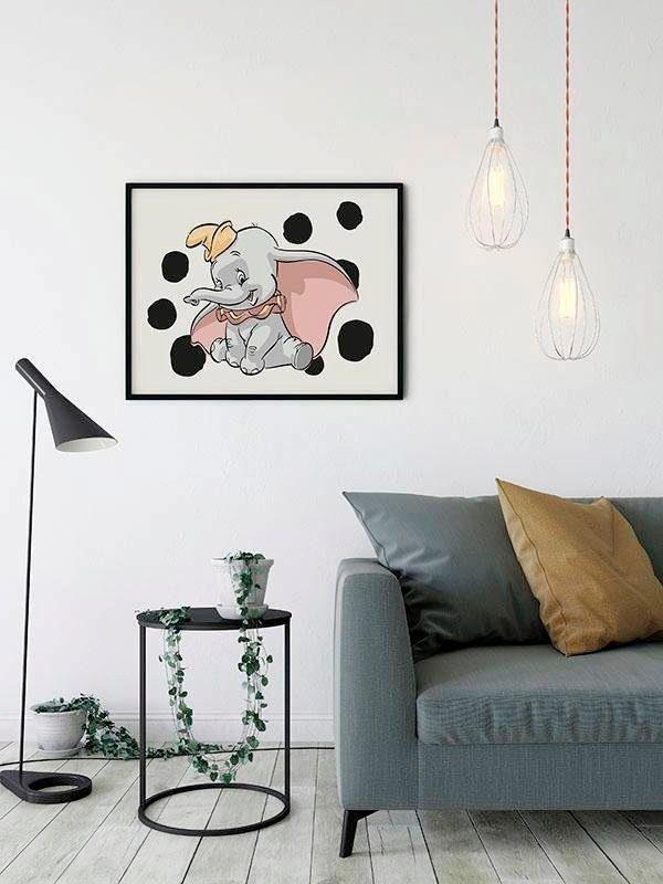 Komar Poster Wohnzimmer Landscape, (1 St), Disney Dots Kinderzimmer, Schlafzimmer, Dumbo