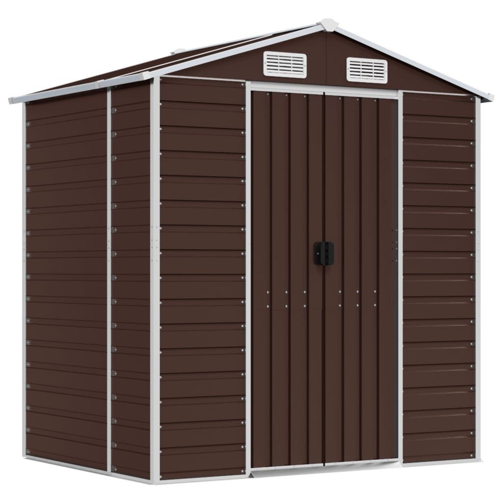 vidaXL Garten-Geräteschrank 191 x 130 x 198 cm Gerätehaus Braun 191x130x198 cm Verzinkter Stahl