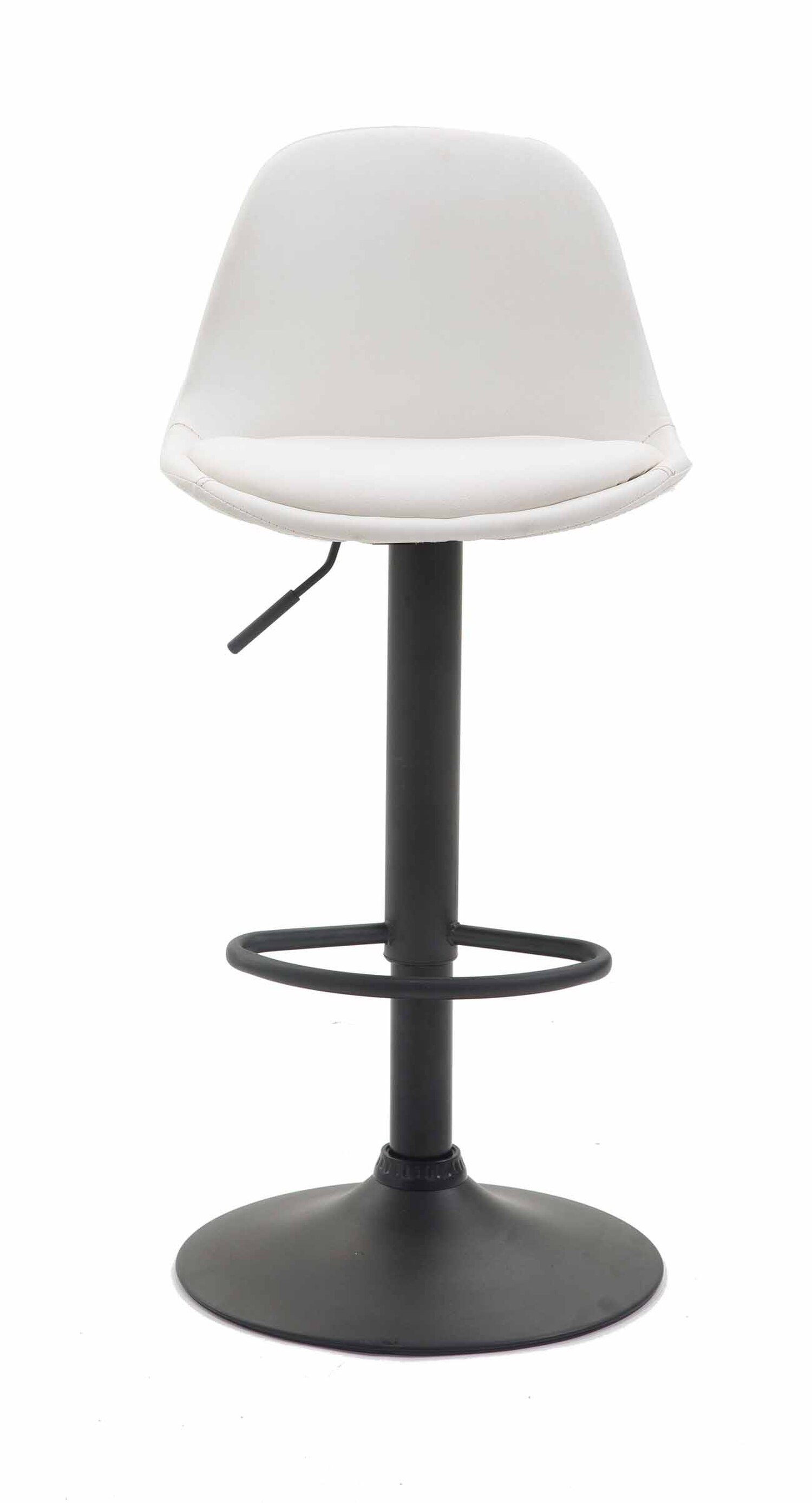 TPFLiving Barhocker (Barstuhl bequemer Gestell mit Theke Sitzfläche: angenehmer drehbar Weiß für und - & Kunstleder und Fußstütze Hocker Kilian - Metall Küche 360° höhenverstellbar), schwarz Rückenlehne