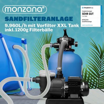 monzana Sandfilteranlage, Sandfilteranlage 9.960 L/h Vorfilter 30 Liter Tank 7 Wege Ventil