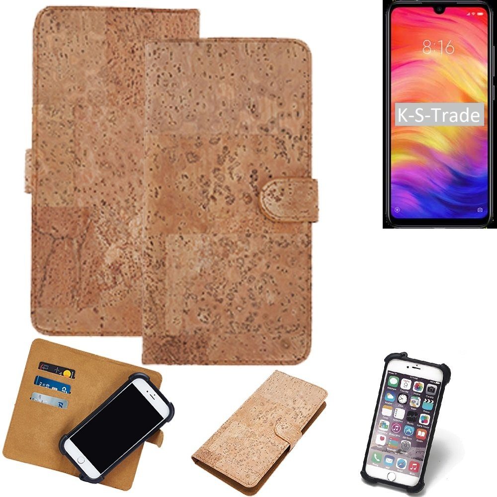 K-S-Trade Handyhülle für Xiaomi Redmi Note 7 Global, Hülle - Kork Handyhülle Cover - Schutzhülle TPU Case Bumper in