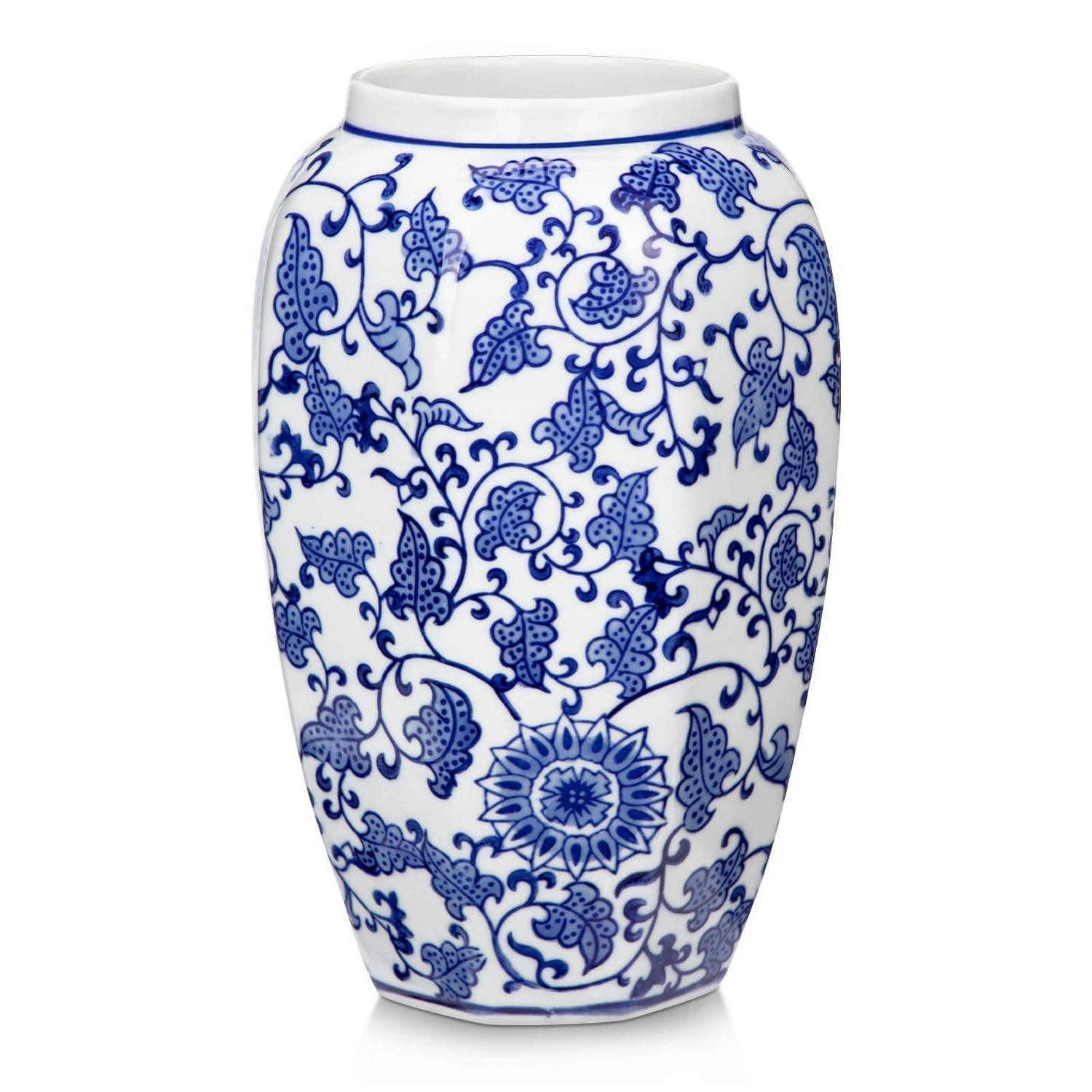 LuxusKollektion Dekovase Keramik Vase Blau Weiß Deko Blumen Tisch Deko