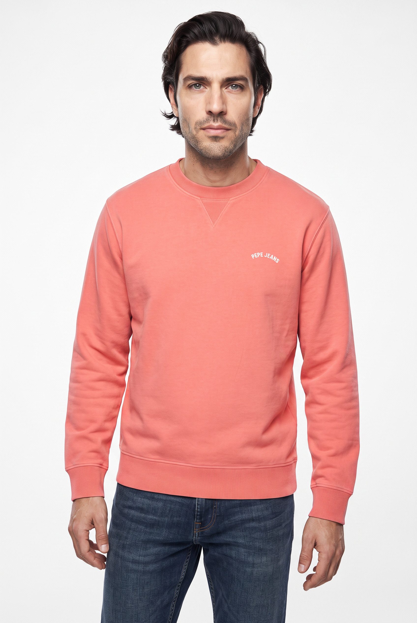 Pepe Jeans Sweatshirt JOHN CREW mit Rippeinsatz am Rundhals, Logoschriftzug