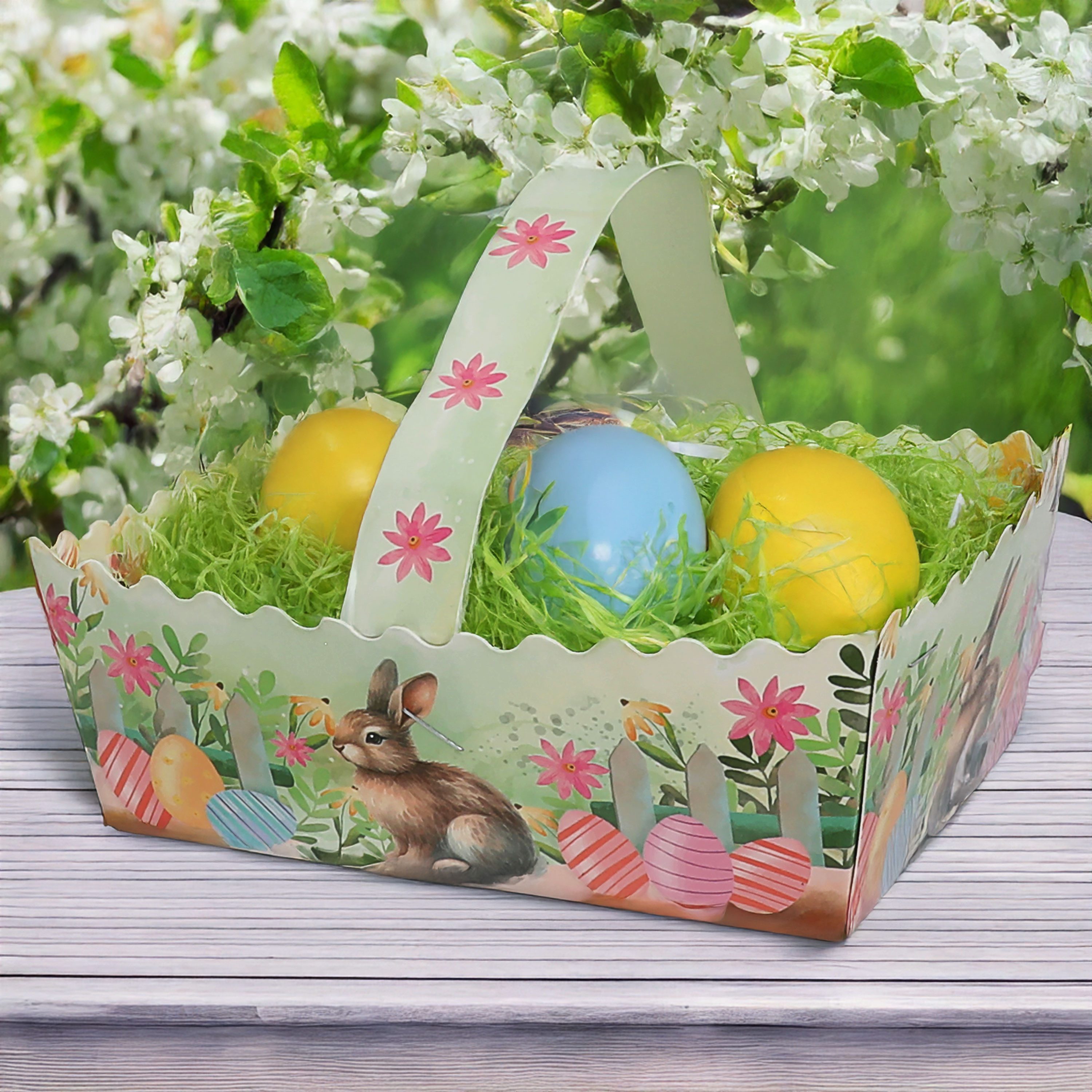 CEPEWA Osternest Osterkorb Henkel 10er Set 17x5,5x15cm bunt Papier 350gsm Ostermotive