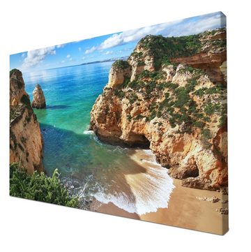 wandmotiv24 Leinwandbild Schöne Aussicht auf die Küste von Portugal, Landschaft (1 St), Wandbild, Wanddeko, Leinwandbilder in versch. Größen