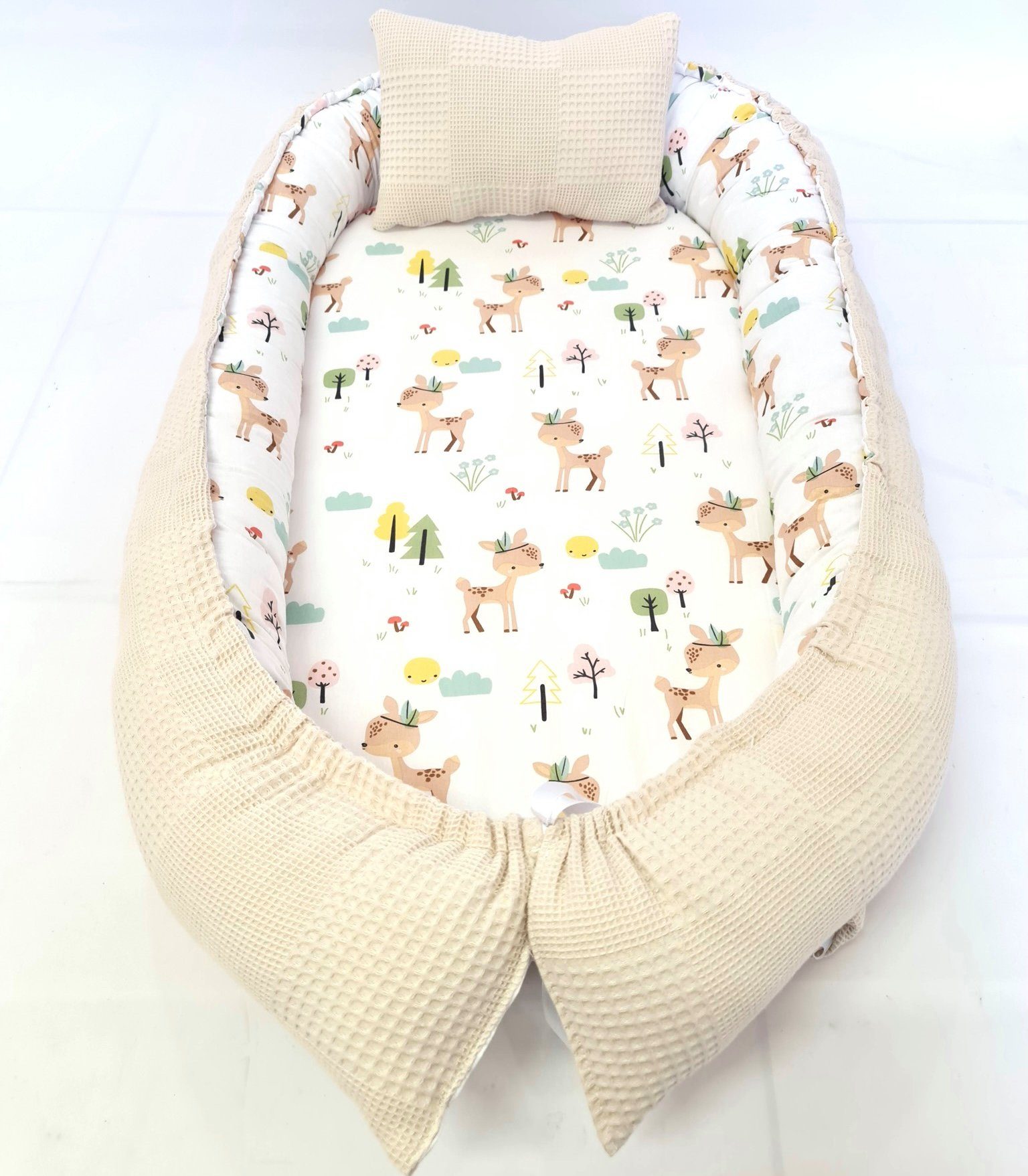 Baby Fancyroom Bettnestchen Babynest mit XL Liegefläche dicke Matratze 100% Baumwolle Babynestchen, (Babycocoon Reisebett Nestchen Kuschelnest, Neugeborene Erstausstattung), Handmade with Love, Matratze abnehmbar, XL Liegefläche, Baumwollstoffe