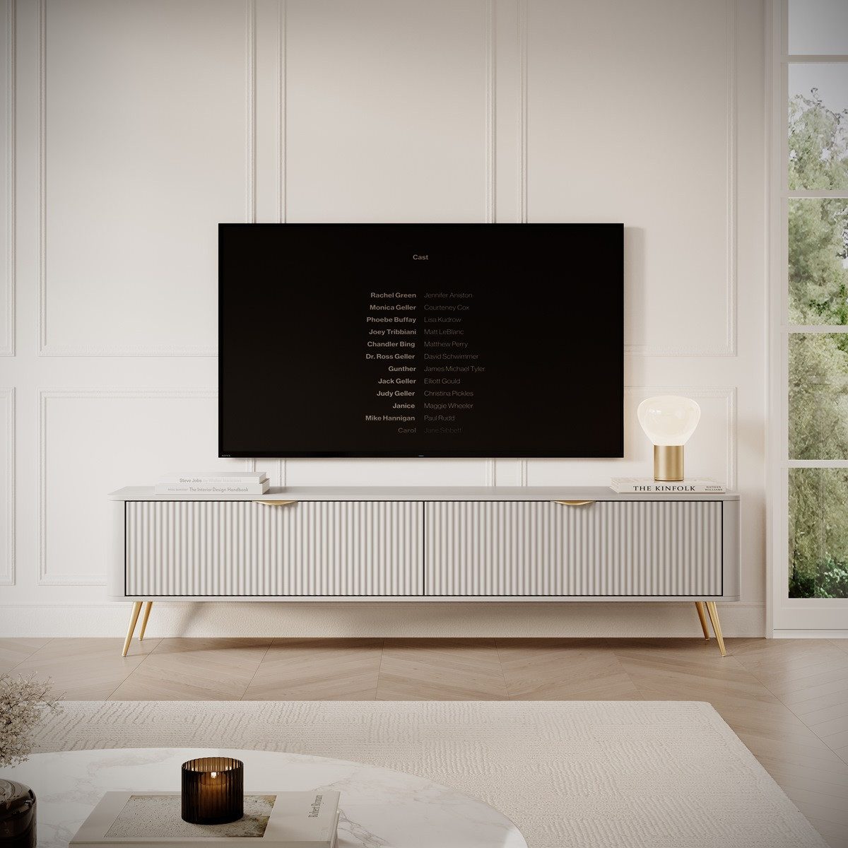 Compleo TV-Schrank BELLO zweitürig, Modern Wohnzimmer, gerifflete Front günstig online kaufen