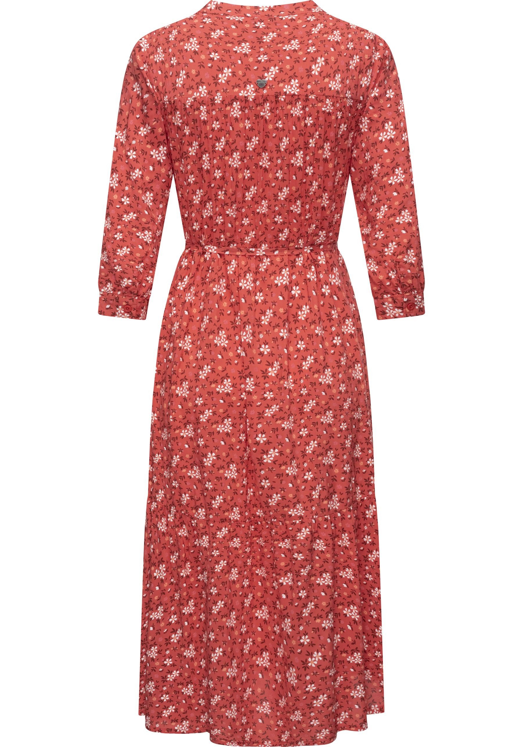 Ragwear Maxikleid Meve Leichtes Langarmkleid mit Blumenmuster