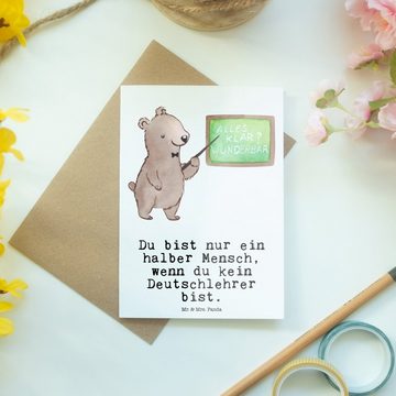 Mr. & Mrs. Panda Grußkarte Deutschlehrer Herz - Weiß - Geschenk, Schule, Einladungskarte, Grußka, Hochwertiger Karton