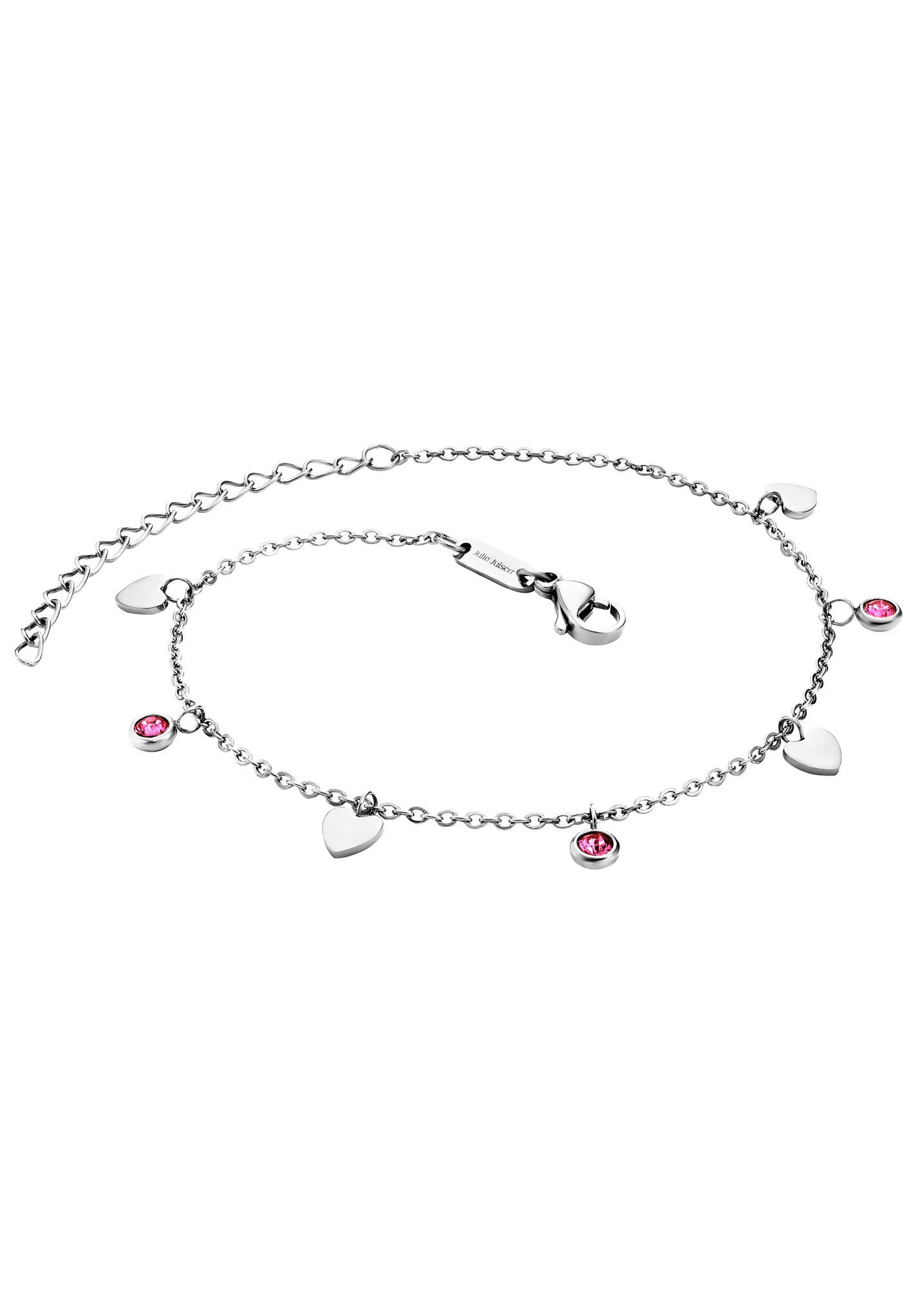 Julie Julsen Fußkette mit Anhänger ANKLET, HEARTS, JJAC29215G, JJAC29215S, mit Zirkonia (synth)