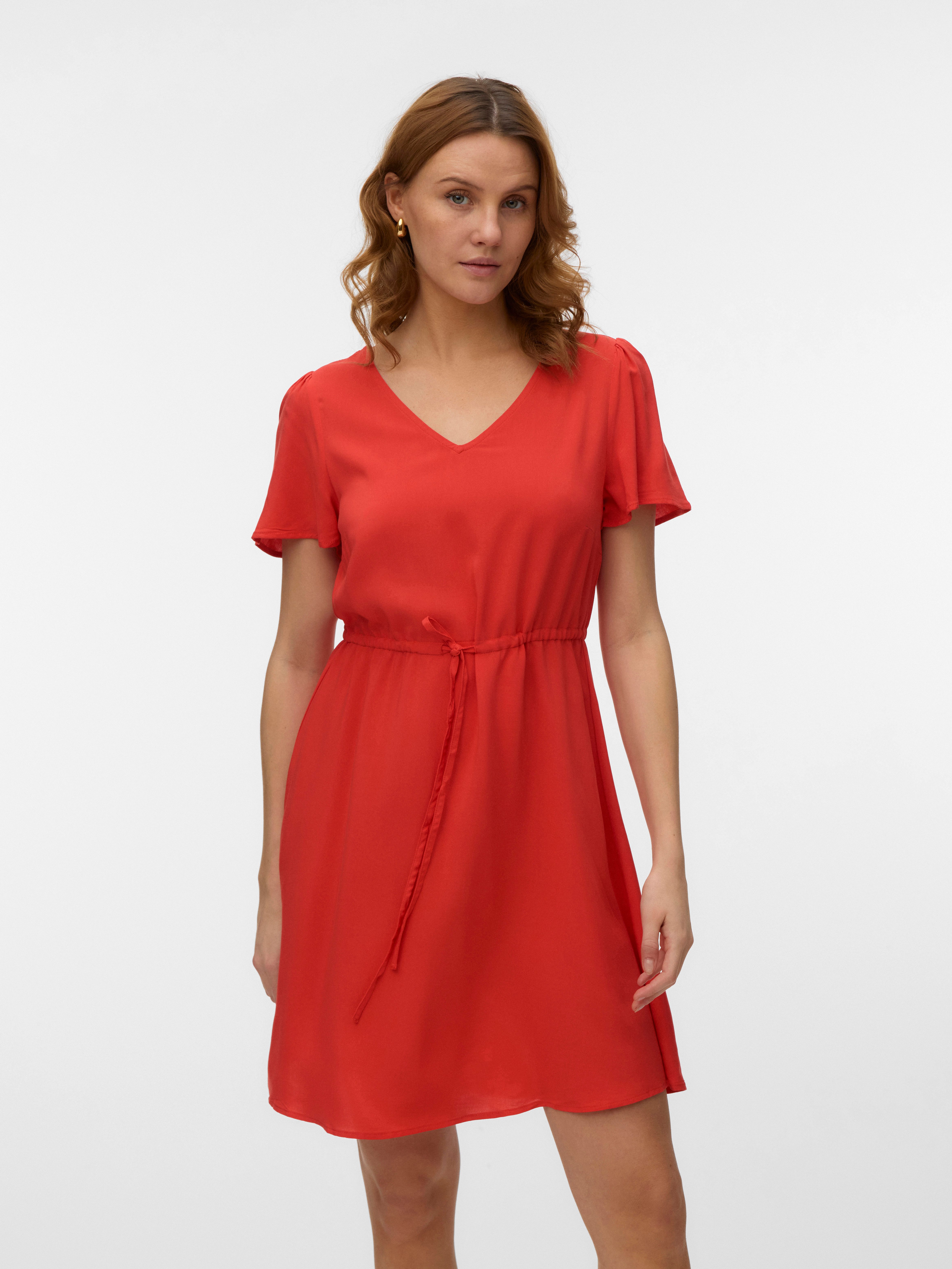 Vero Moda Minikleid VMEASY JOY SS SHORT DRESS WVN GA Viskose, regular fit