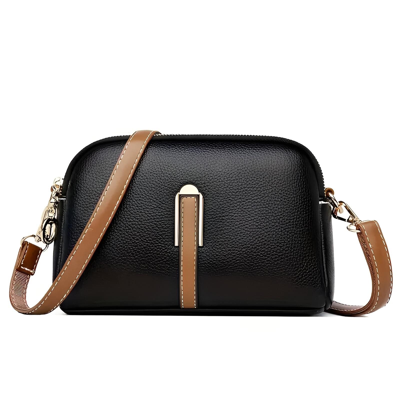 S&T Design Handtasche Kleine Umhängetasche Damen Leder Schultertasche Crossbody Bag, Verstellbare Довжина Розмір Leder Tasche Frauen Reißverschluss