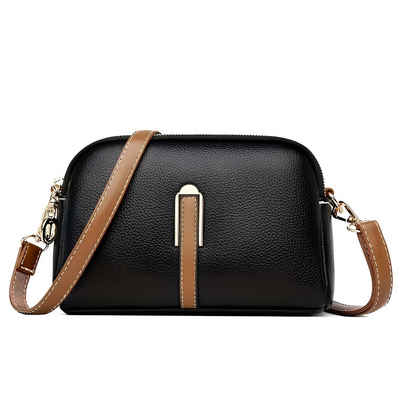 S&T Design Handtasche Kleine Umhängetasche Damen Leder Schultertasche Crossbody Bag, Verstellbare Länge Größe Leder Tasche Frauen Reißverschluss