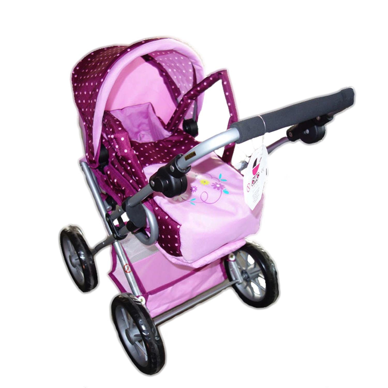 CHIC2000 Puppenwagen 560 29 Kombi-Puppenwagen LENI, Dots Brombeere