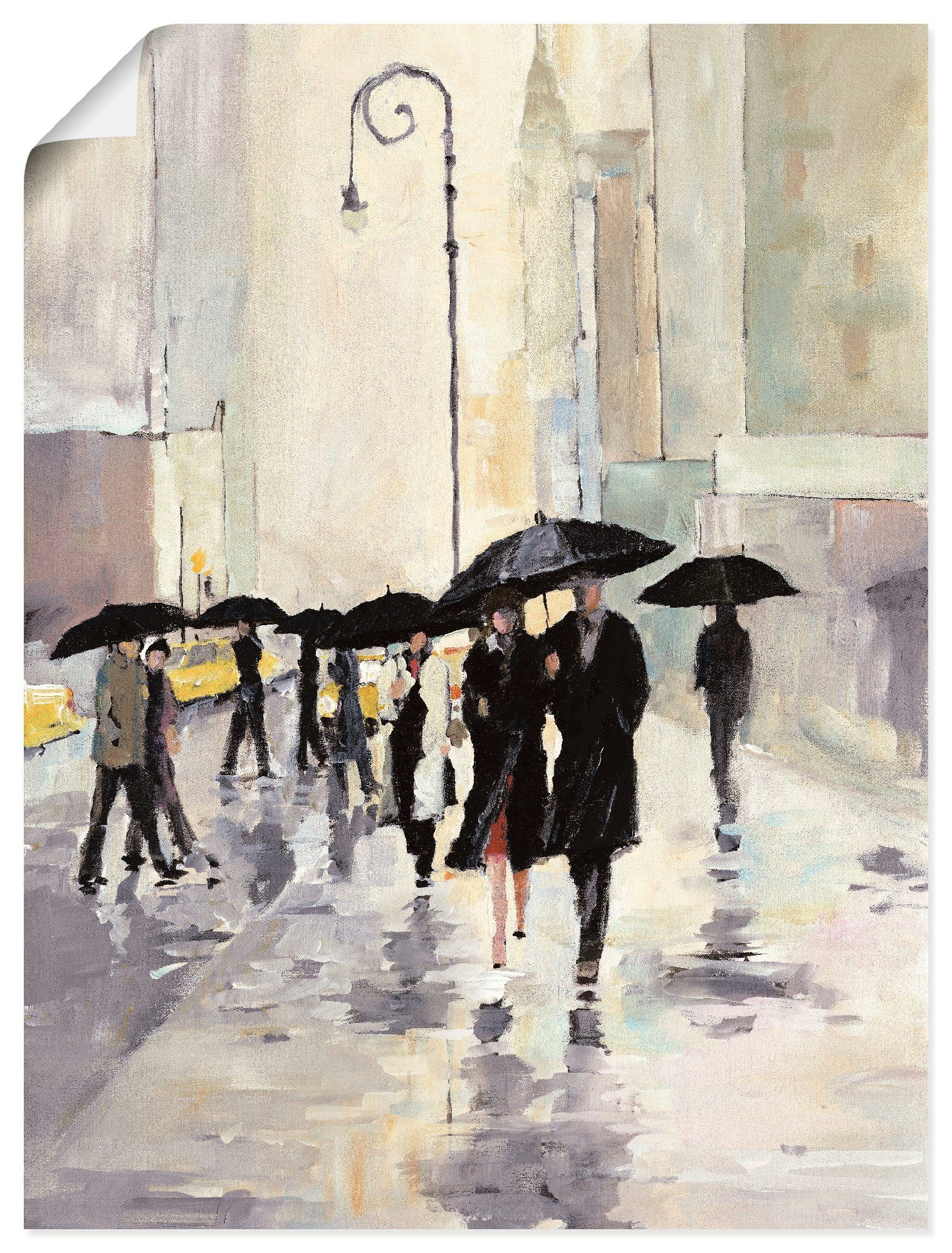 Artland Wandbild Stadt im Regen, Gruppen & Familien (1 St), als Leinwandbild, Poster in verschied. Größen