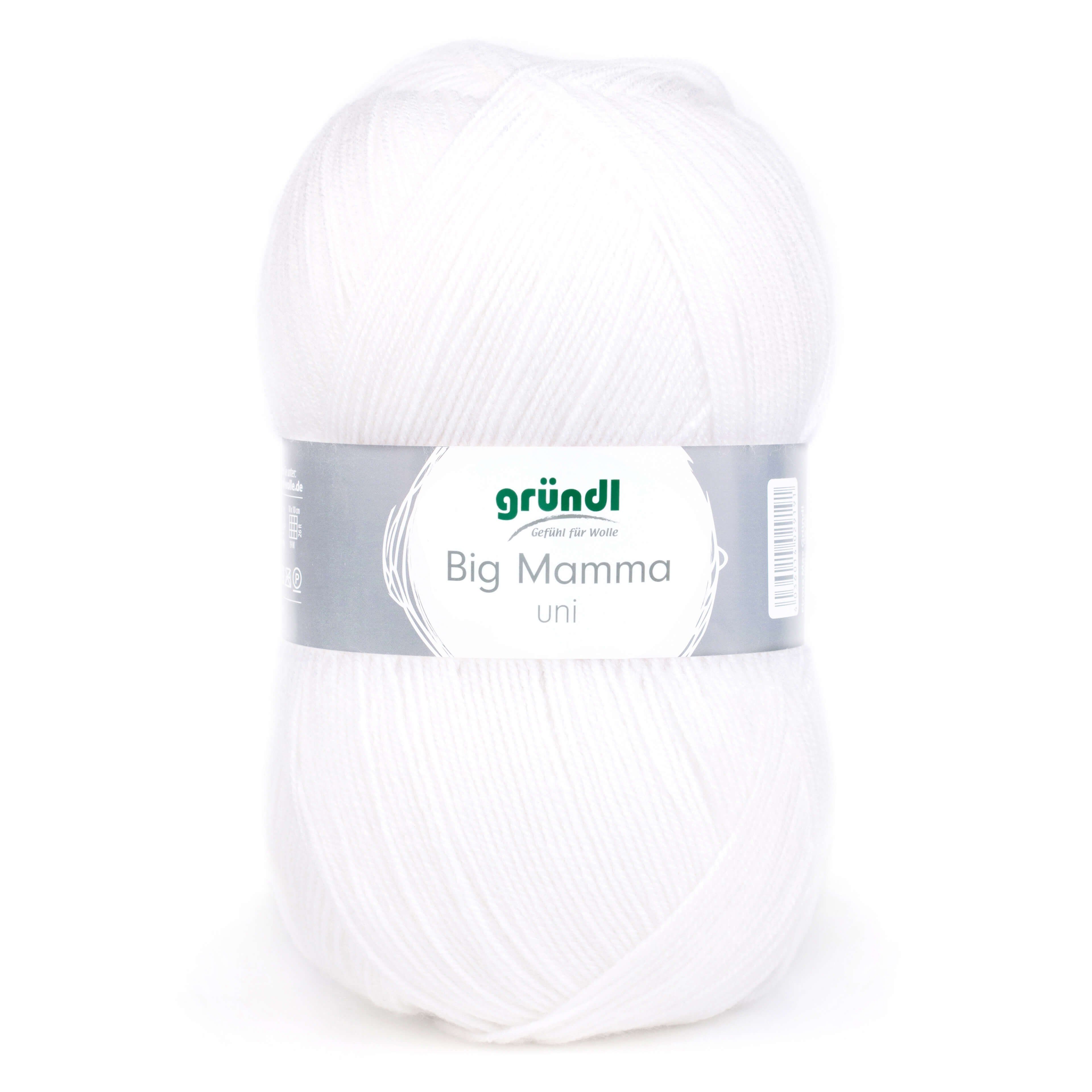 Gründl Wolle 400g Big Mamma uni Großknäuel Strickgarn Häkelgarn Häkelwolle, 1040,00 m (Wolle zum Stricken und Häkeln, pflegeleicht, waschbar, schnell trocknend, wollartiger Charakter), Wolle ohne Schurwolle