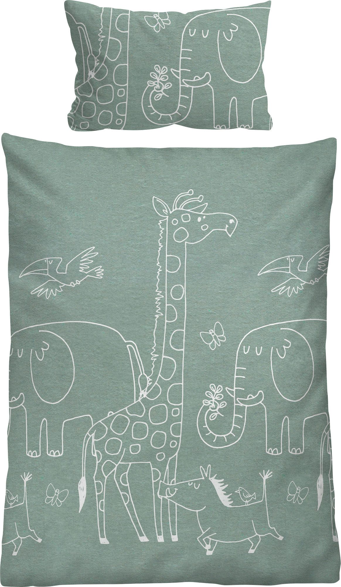 Biberna Kinderbettwäsche Kinder-Bettwäsche, Biber, Melange-Flanell Tiermoti günstig online kaufen