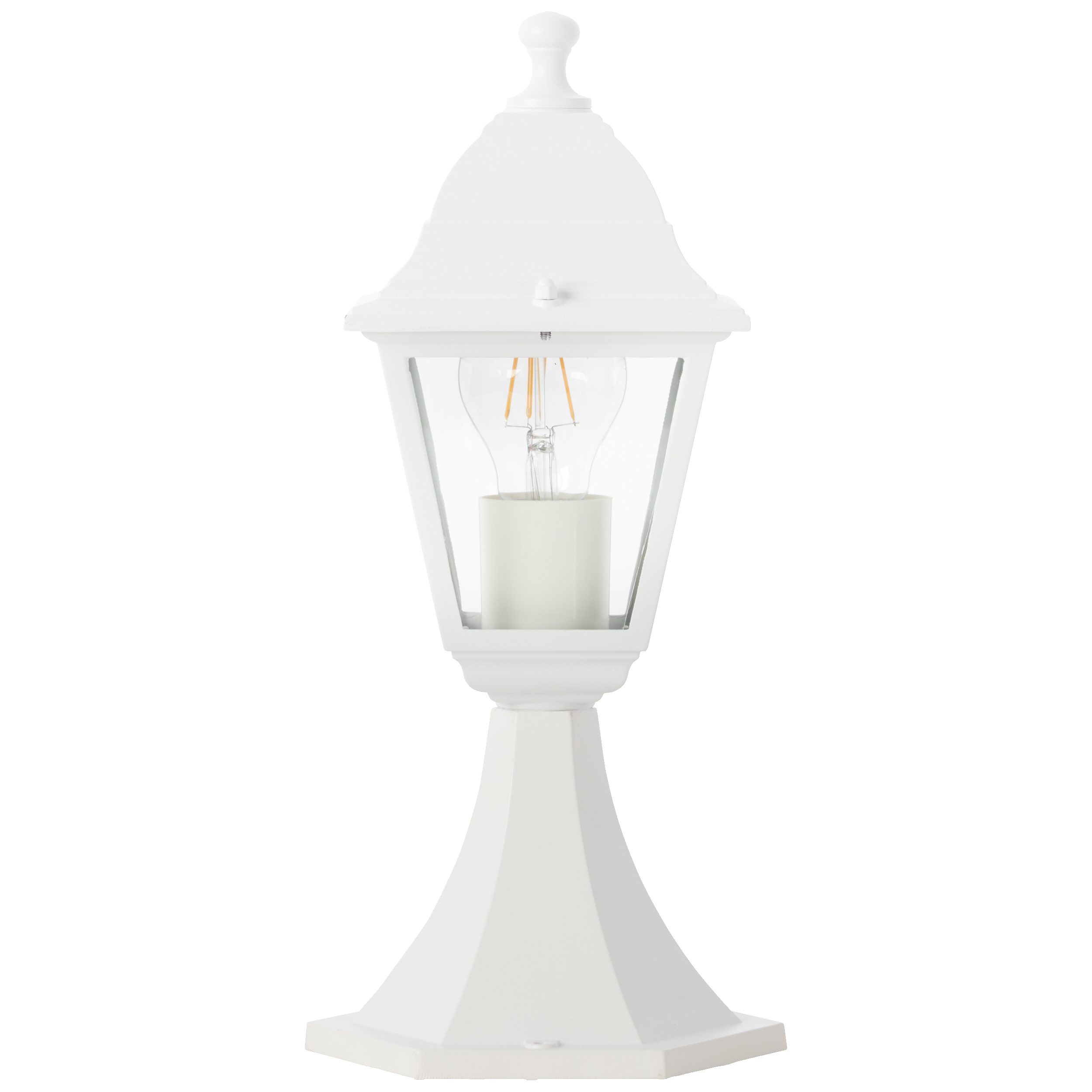 Lightbox Außen-Stehlampe, ohne Leuchtmittel, Pollerlampe, 37 x 17 x 15 cm, E27, max.60 W, IP44, Metall/Glas, weiß