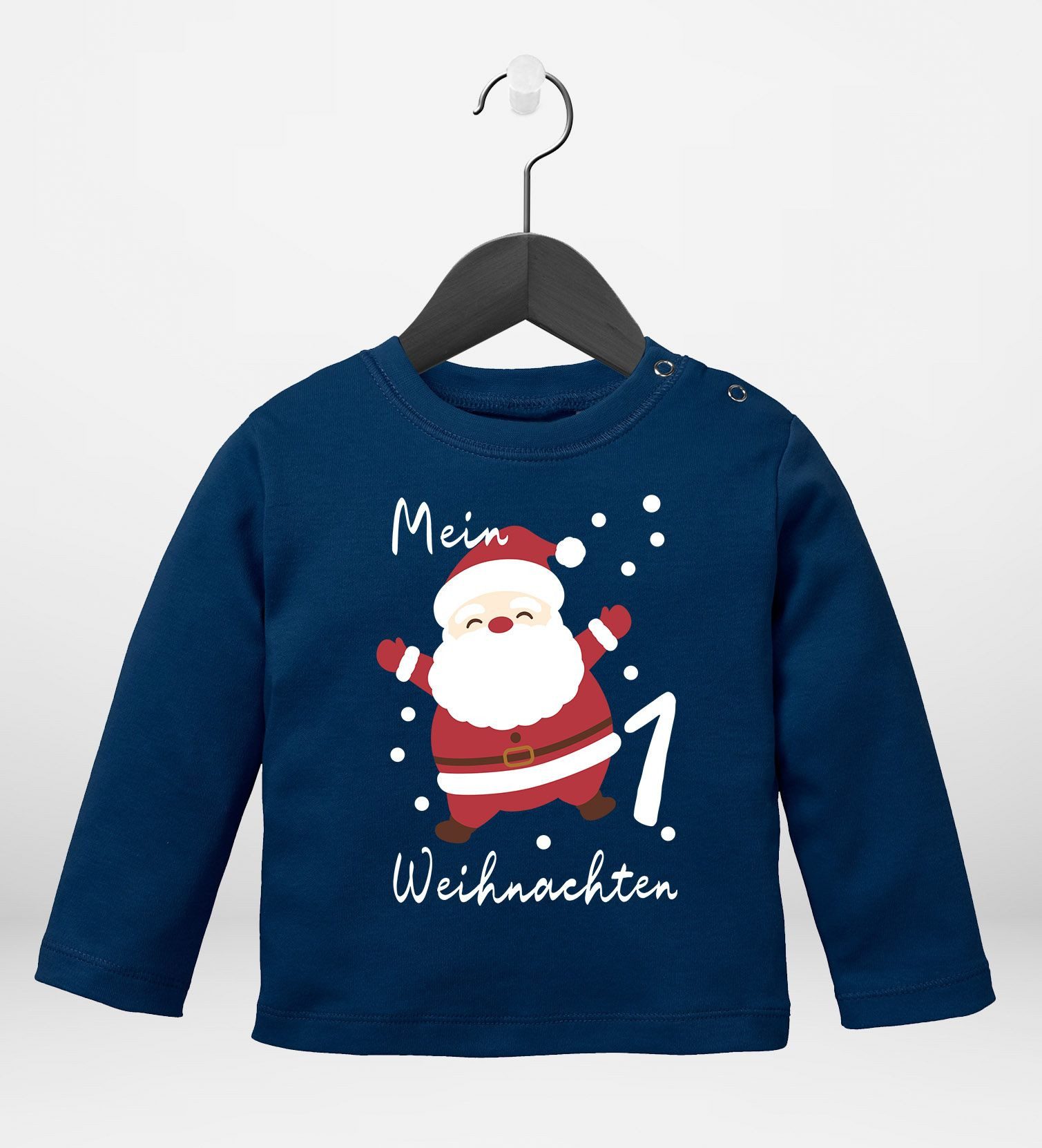 Rundhalsshirt Baby Langarmshirt Mein erstes Weihnachten Santa Aufdruck XMAS Outfit