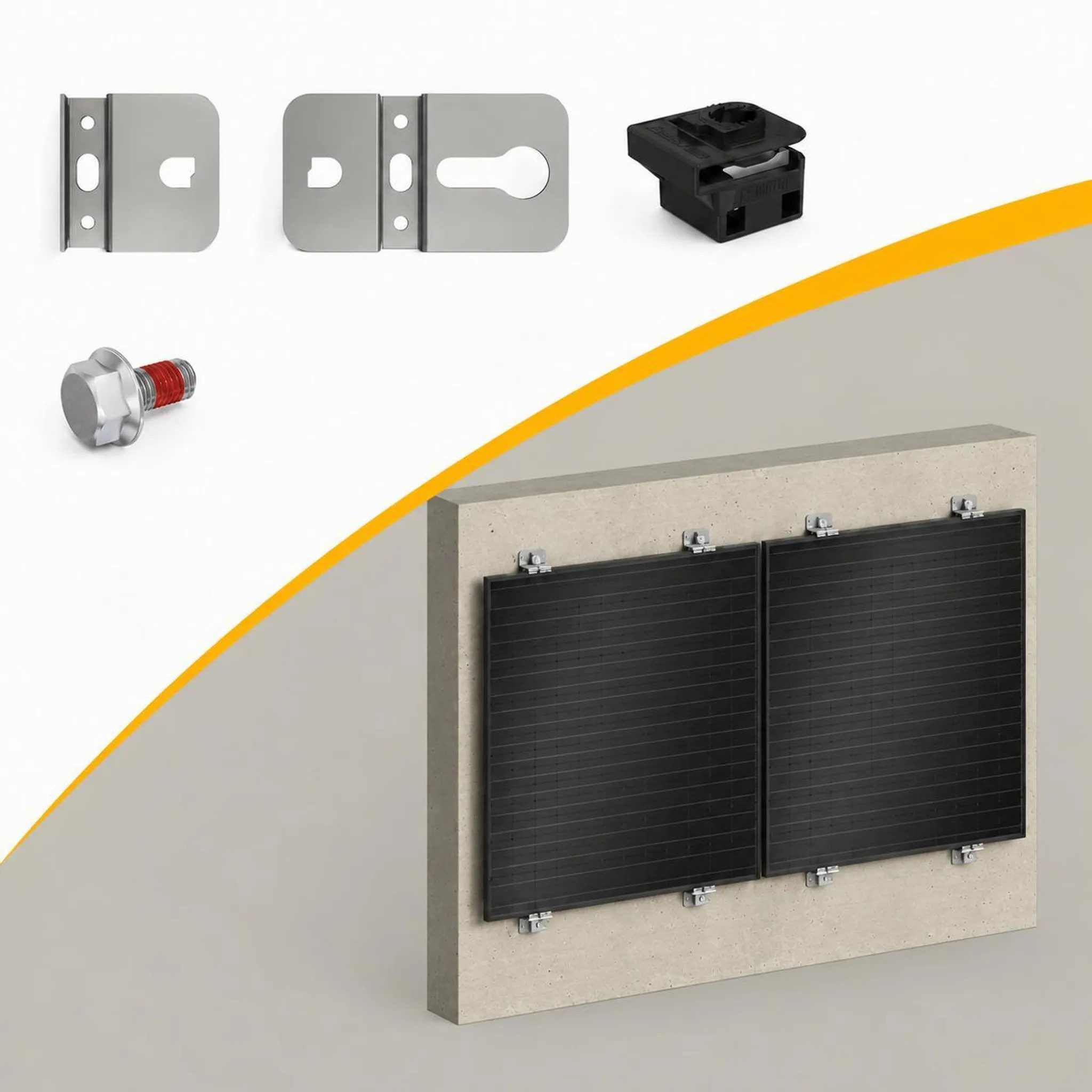 POWERNESS Solarmodul-Halterung Fischer Fassadenhalterung für Balkonkraftwerk, (Solarmodul Wandhalterung, 2-tlg., Photovoltaik Halterung für Fassadenmontage, Aluminium, verschiedene Modulanzahlen)