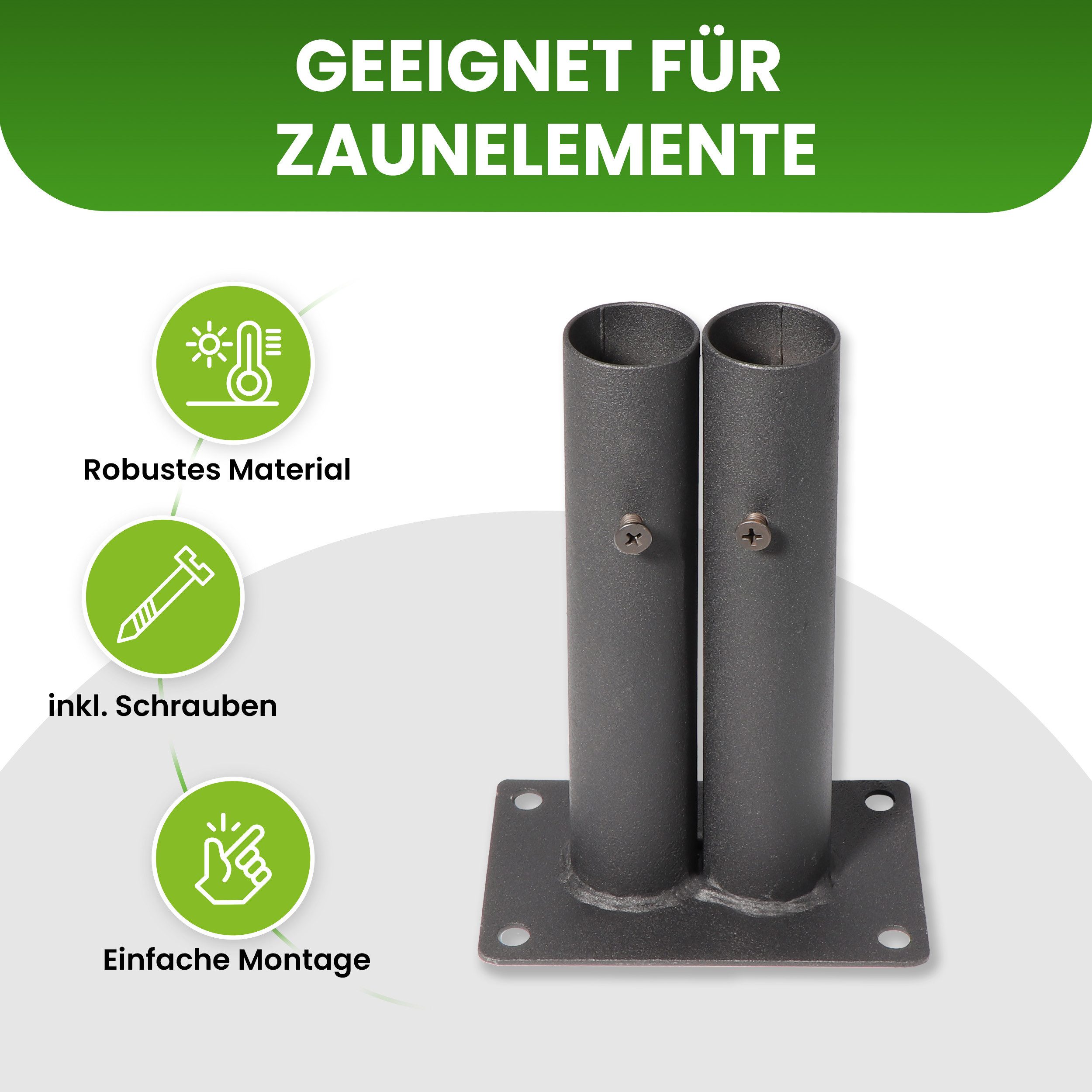 Gartenwelt Riegelsberger Pfostenträger Doppelverbindungshülse für Lamellenzäune Rohrdurchmesser 30 mm