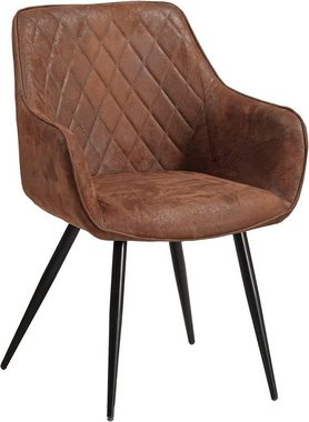 SAM® Essgruppe Nara, Akazienholz, nussbaumfarben, Baumkante, Metallgestell und 6 Stühle