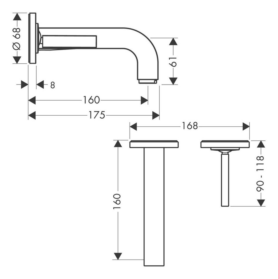Thumbnail - hansgrohe Unterputzarmatur Axor Citterio Einhebel-Waschtischmischer mit Pingriff Ausladung 160 mm - Chrom