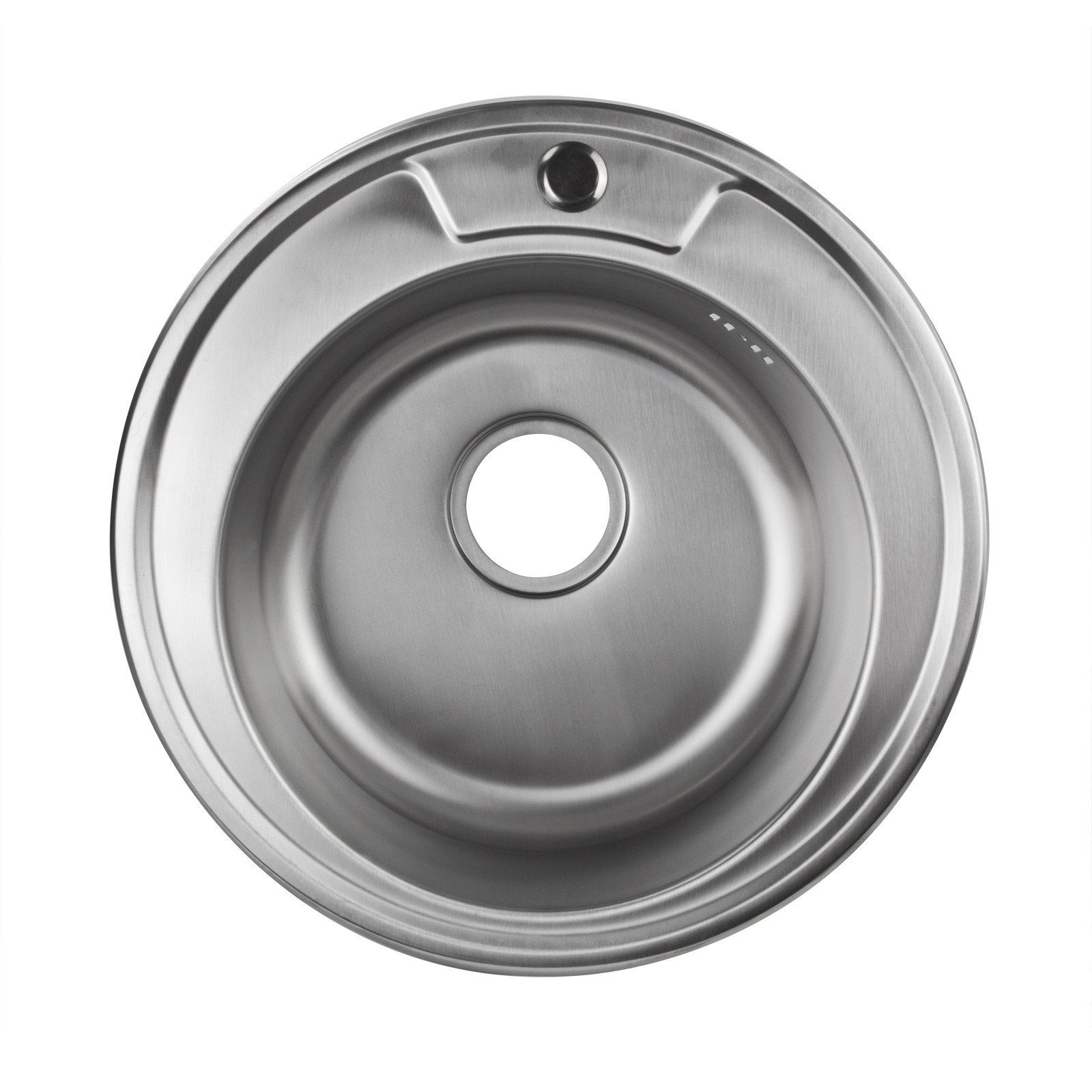Stabilo Sanitär Edelstahlspüle Einbauspülbecken Chrom rund aus Edelstahl mit Ablauf-Stopp und Siphon, 49/49 cm, (Komplett-Set, komplettem Siphon inkl. Befestigu – Bild 3 von 5